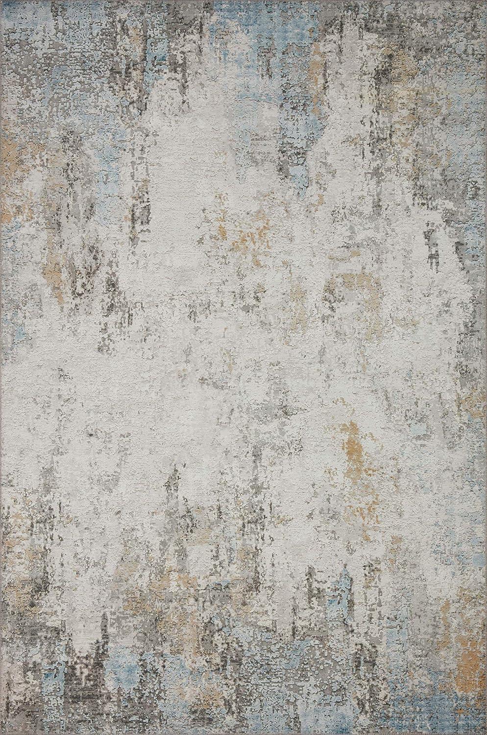 Ivory Sky Abstract Hand-Knotted Wool Blend Rug - 7'6" x 9'6"