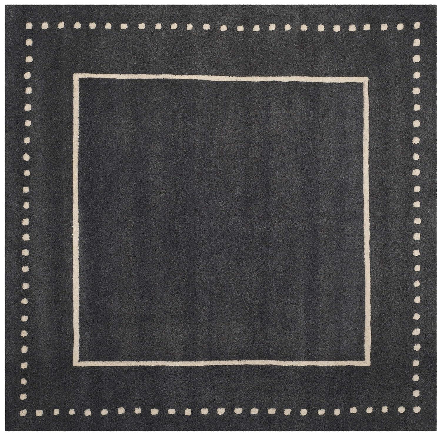 Bella BEL151 Hand Tufted Area Rug - Dark Grey/Ivory - 5'x5' - Safavieh.
