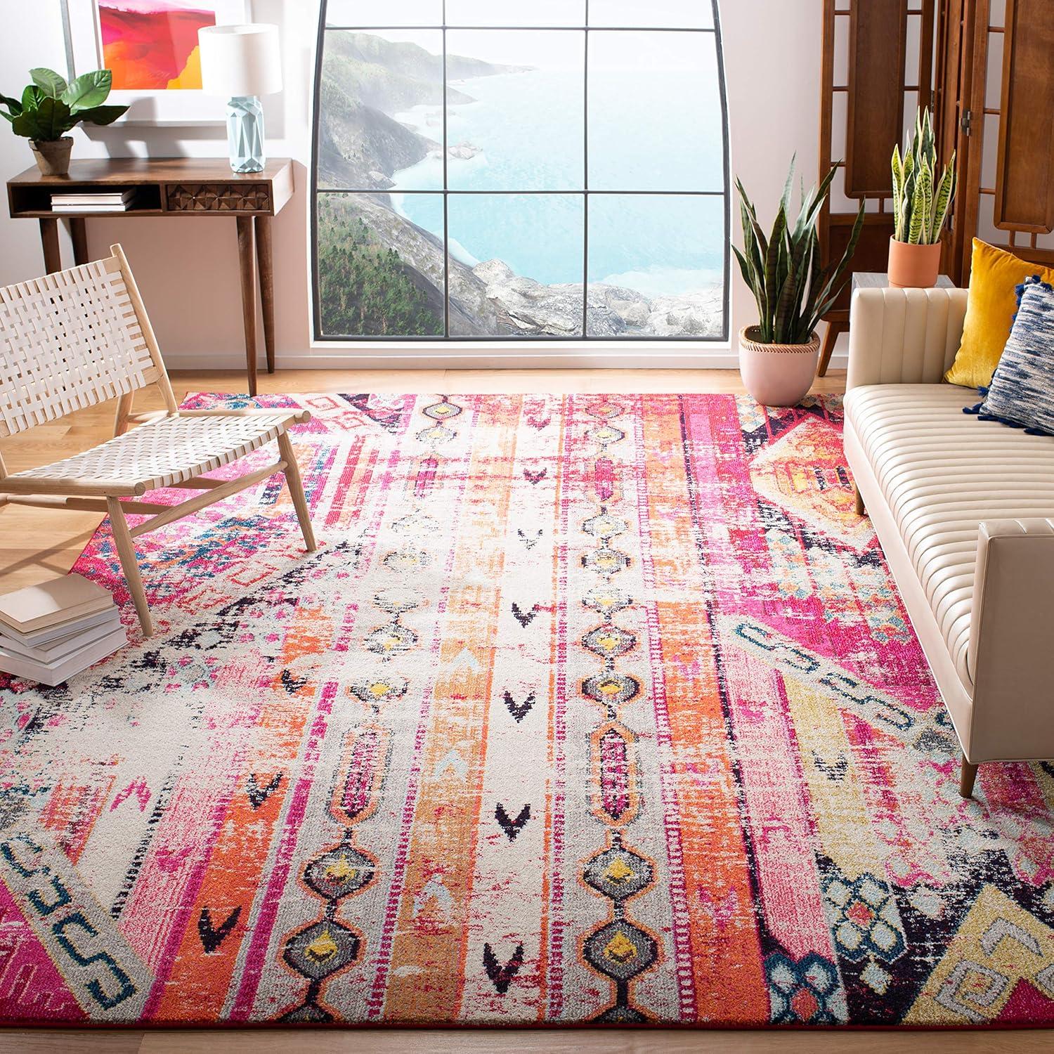Monaco MNC222 Power Loomed Indoor Area Rug - Magenta/Multi - 8'x11' - Safavieh