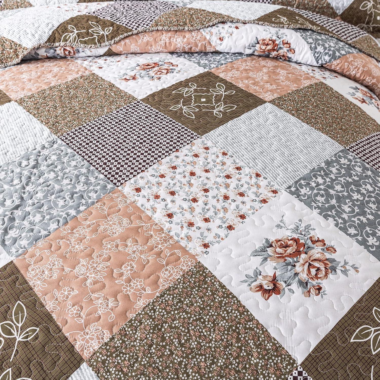 HoneiLife Oversized King Bedspreads 120x120-3 Pcs California King Quilt, Extra Large Quilt Sets All Season Use,Rustic Bedding Sets King Size,Reversible Coverlet Lightweight Microfiber Bed Quilts