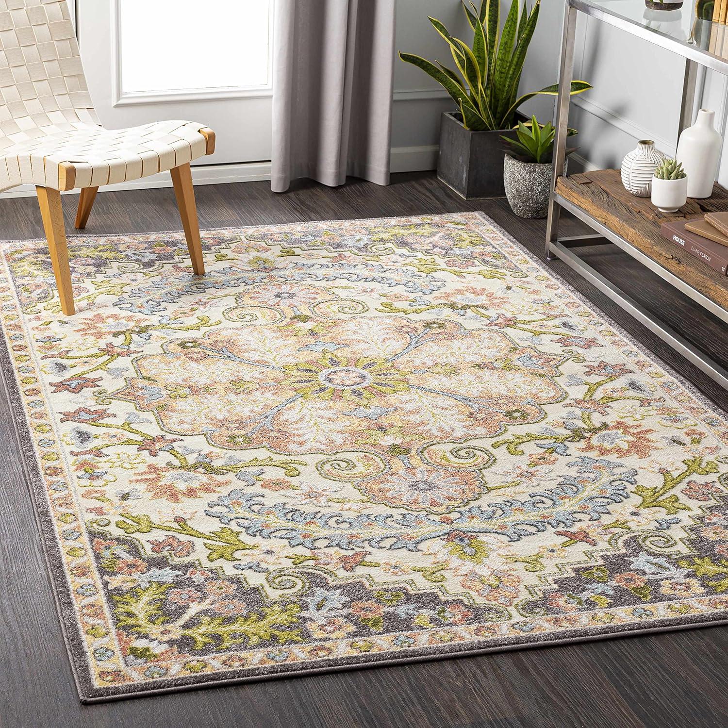 Wamuran Floral Traditional Multicolor Medium Pile Area Rug 6'7" x 9'