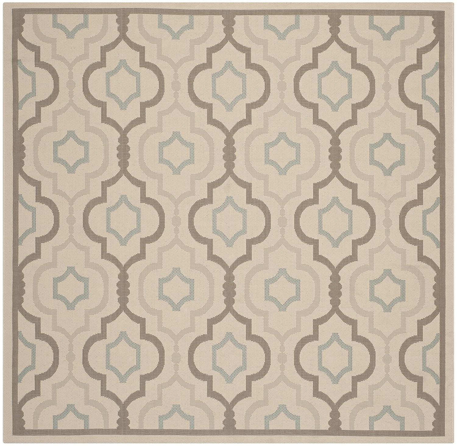 Courtyard CY7938 Power Loomed Indoor and Outdoor Area Rug - Beige/Dark Beig - 6'7"x6'7" - Safavieh