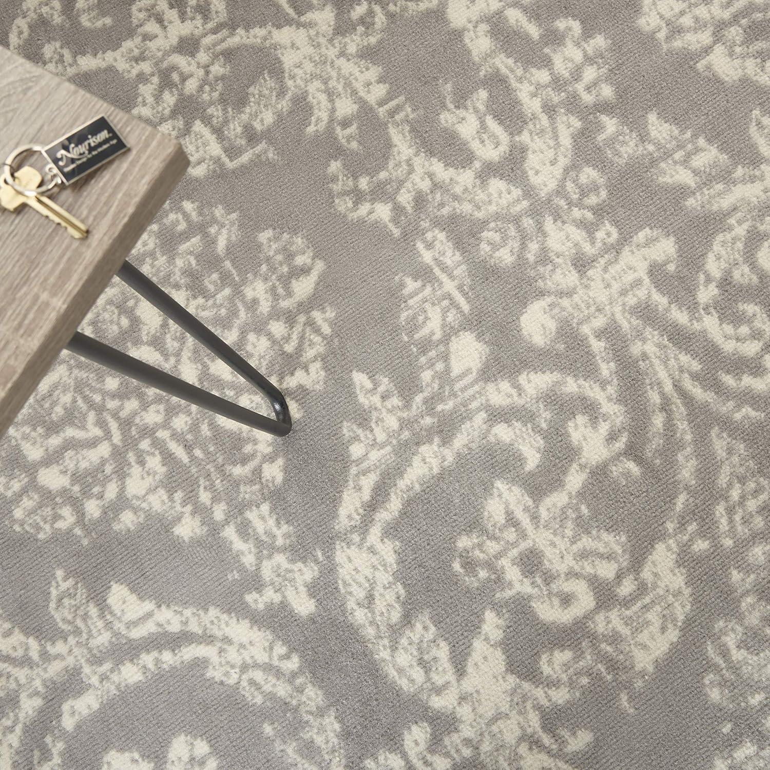 Nourison Jubilant 5'3" x 7'3" (5' x 7') Grey Area Rug Farmhouse Vintage Damask by Nourison