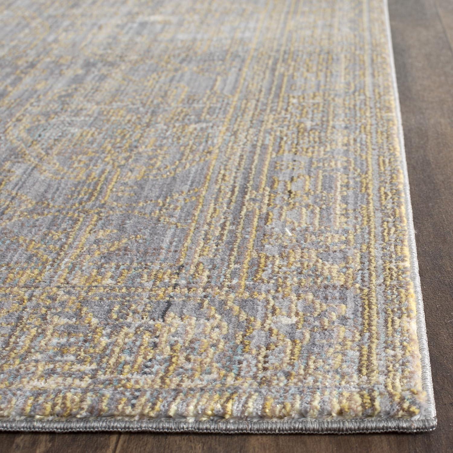 Valencia Gray and Gold Synthetic Runner Rug, 2'3" x 8'