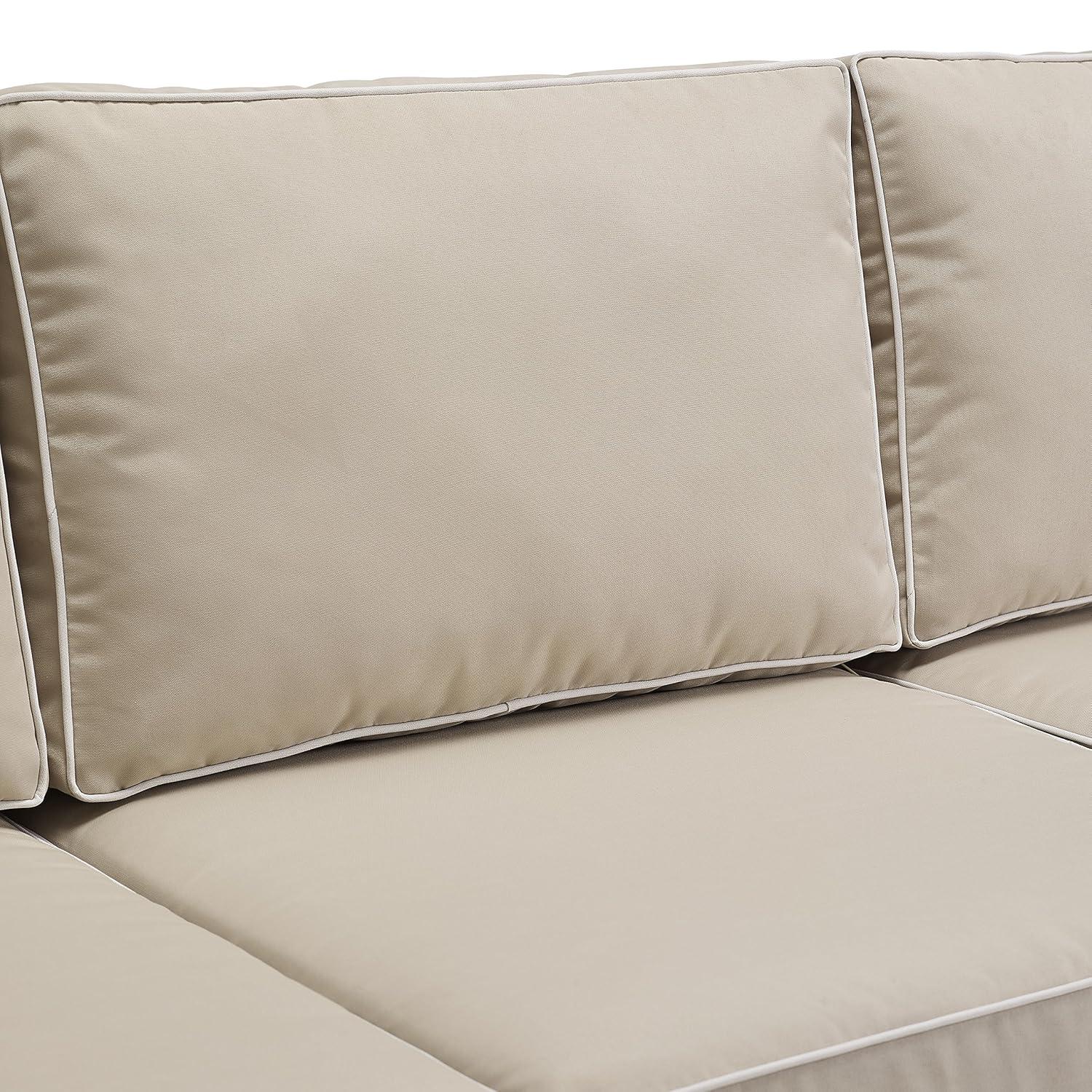 Bradenton Outdoor Wicker Sofa - Sand - Crosley: UV-Resistant Patio Furniture, 3-Seater with Foam Cushions