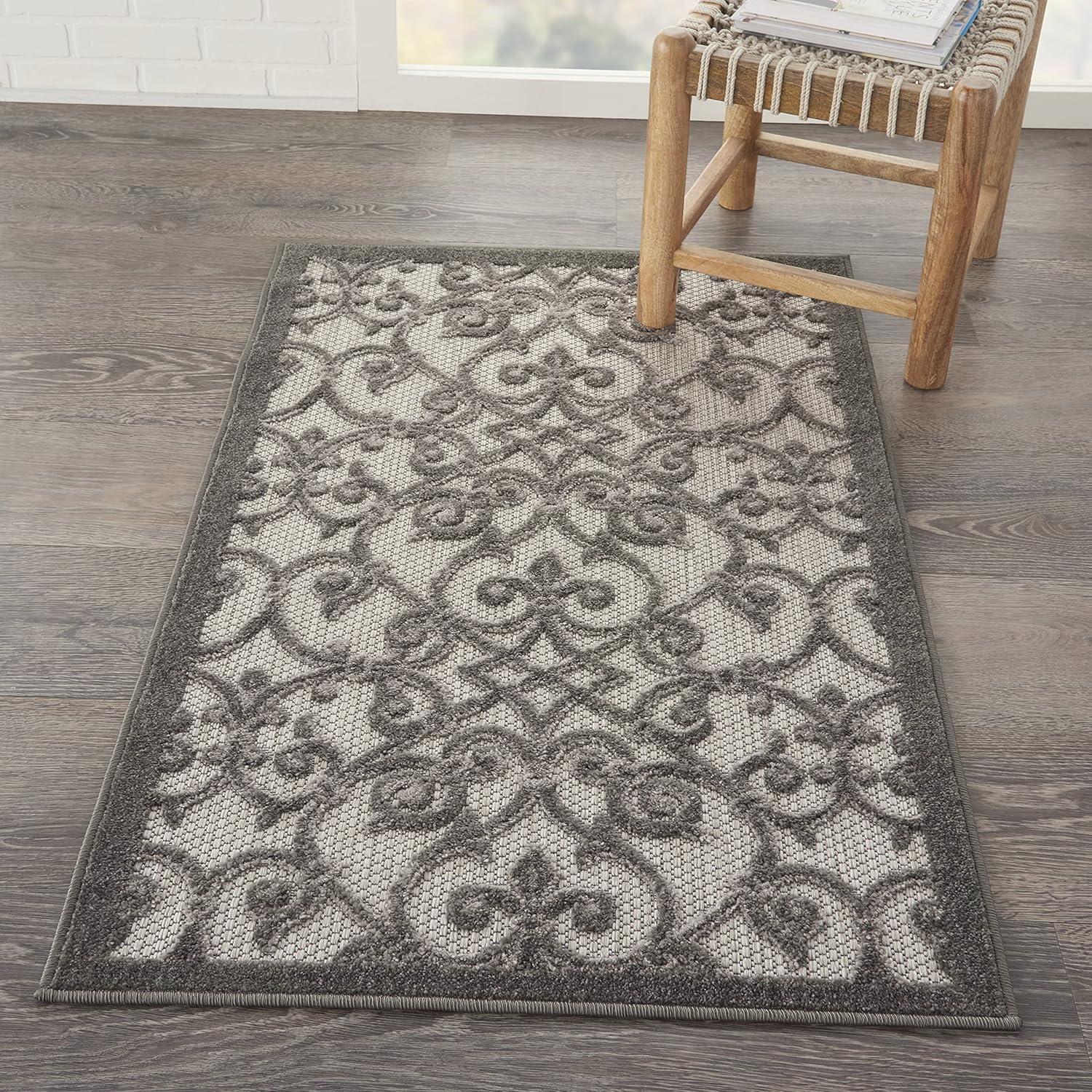 Grey and Charcoal Flat Woven Indoor/Outdoor Rug