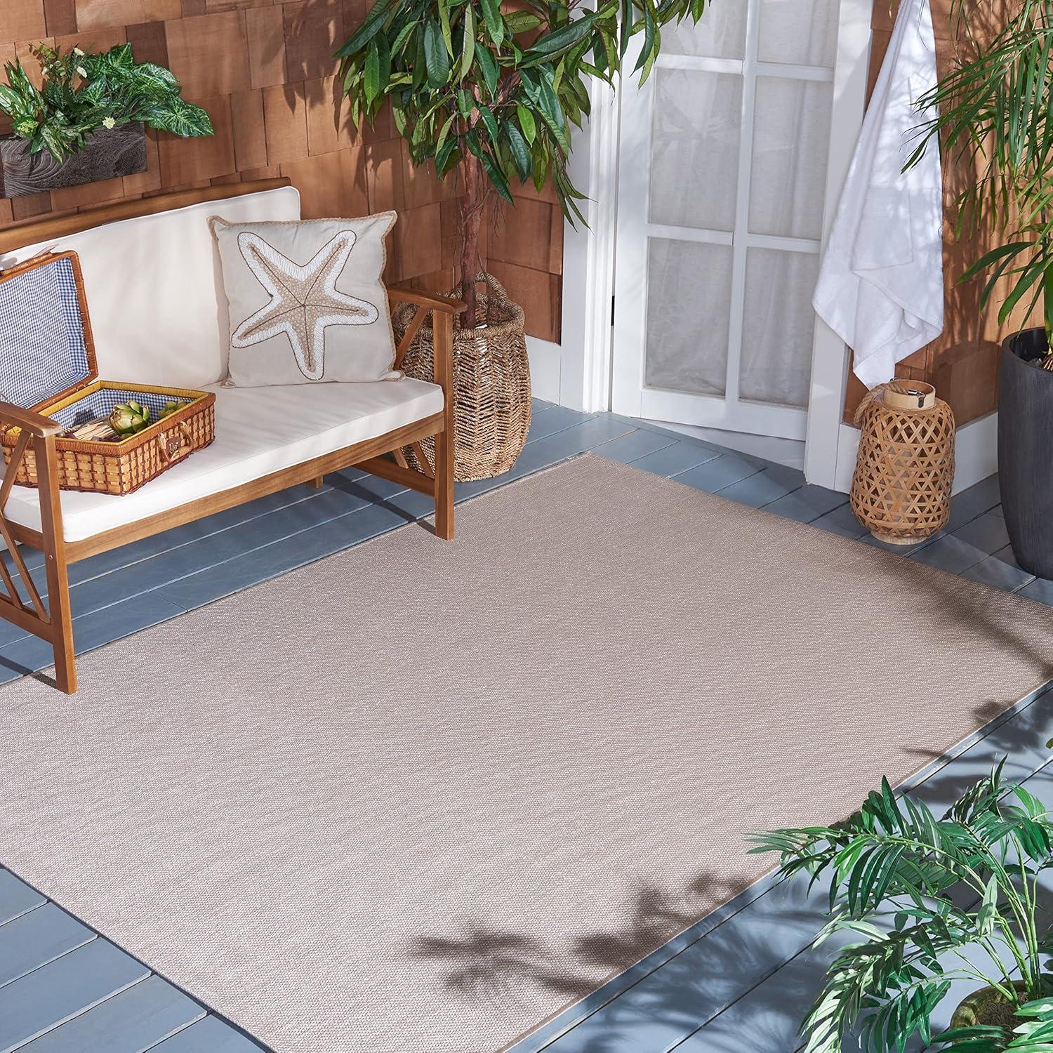Beach House BHS218 Power Loomed Indoor/Outdoor Area Rug - Beige - 6'7"x6'7" - Safavieh