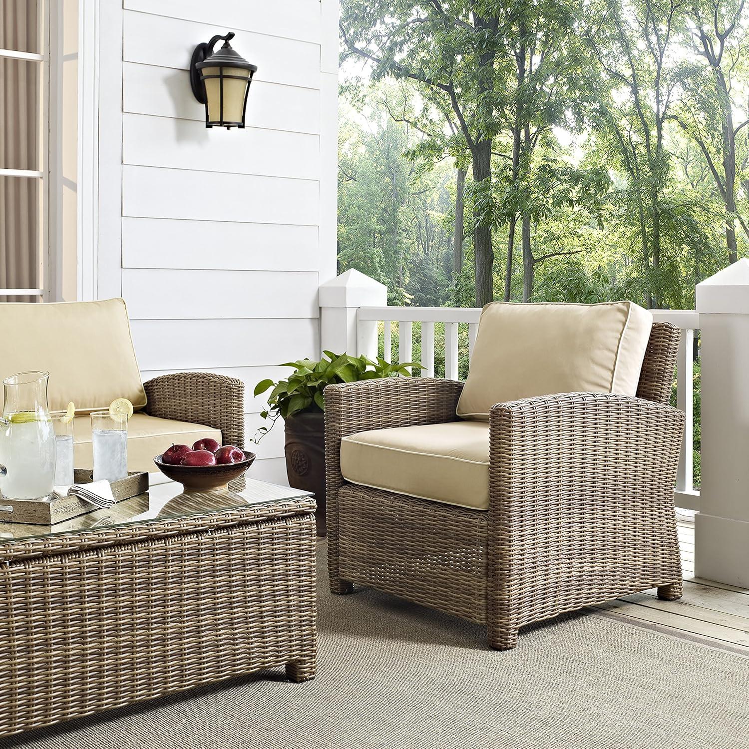 Bradenton Sand Wicker Outdoor Armchair with Cushion