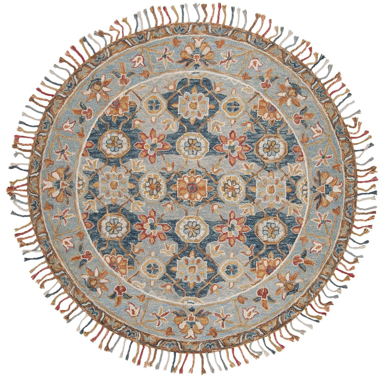Aspen APN110 Hand Tufted Area Rug - Grey/Navy - 5' round - Safavieh.