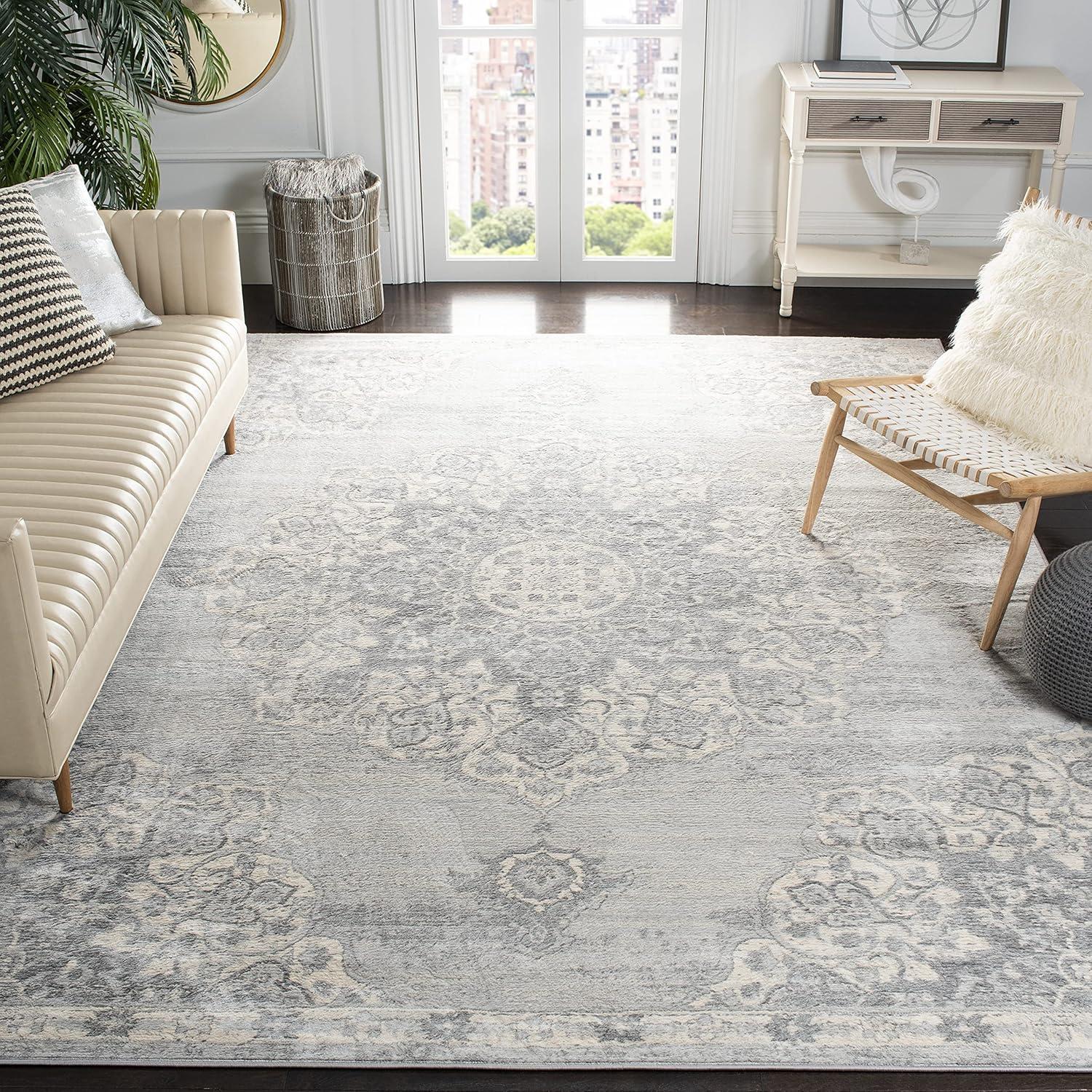 SAFAVIEH Brentwood Dimitri Floral Bordered Area Rug, 12' x 18', Grey/Ivory