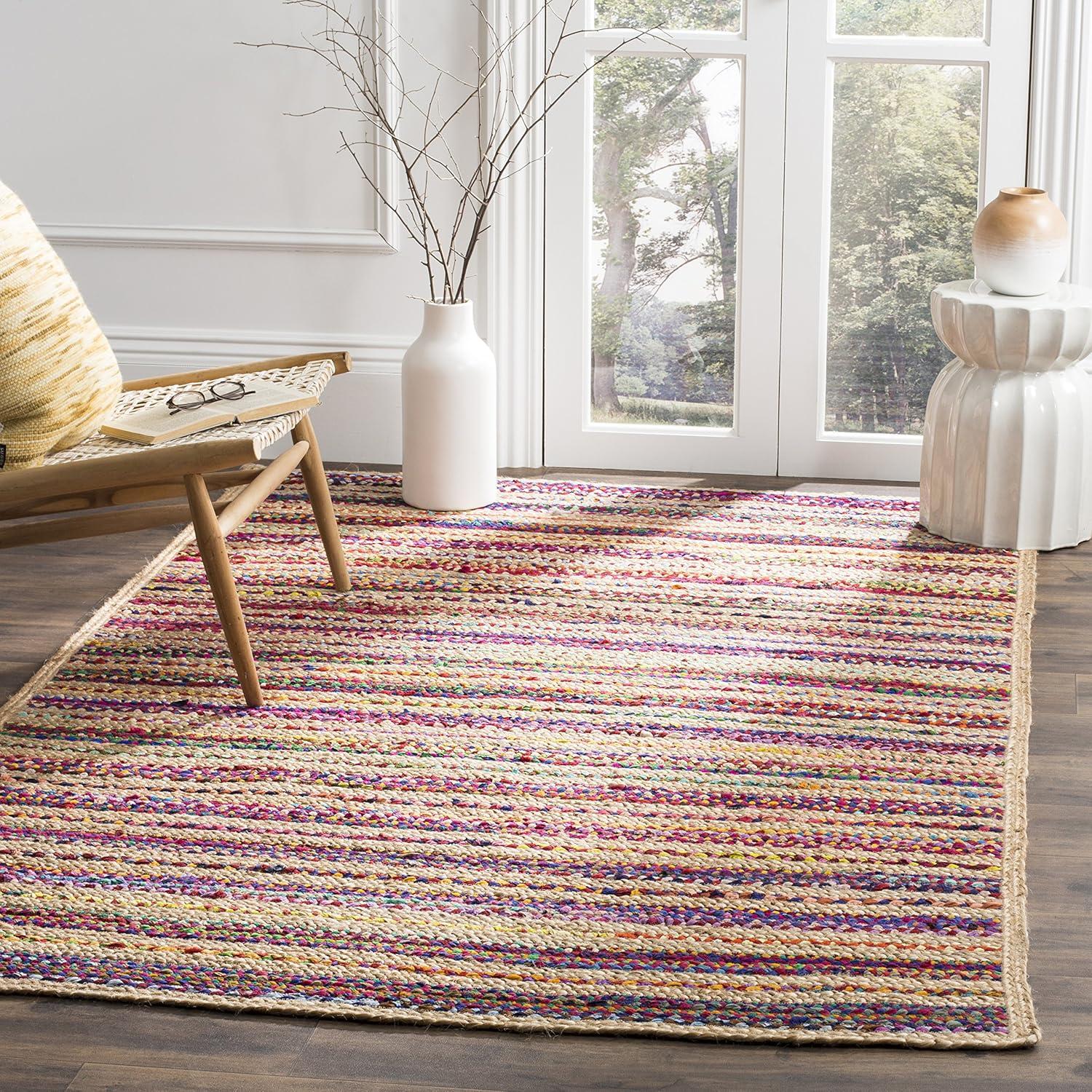 Multicolor Hand-Knotted Wool and Cotton 8' x 10' Area Rug