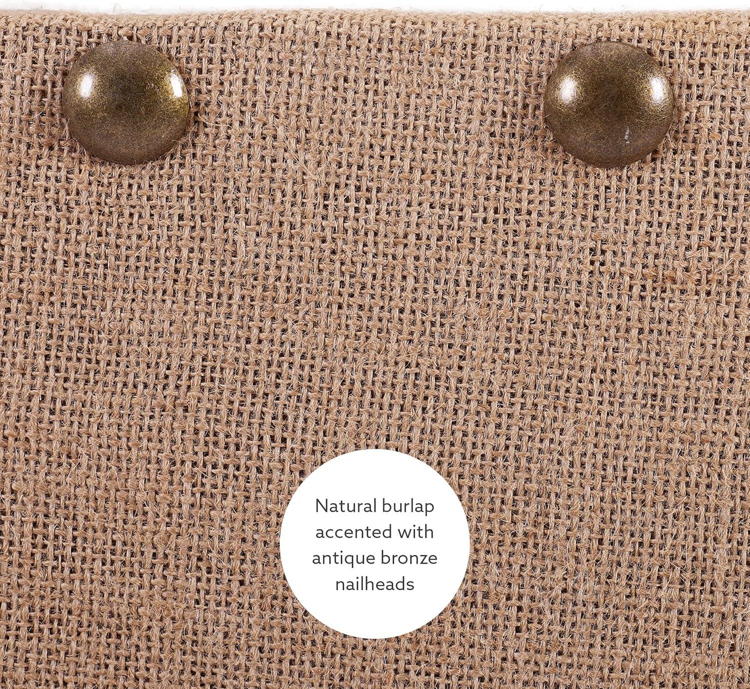 Beige Burlap Corkboard with Bronze Nailhead Trim, 24" x 36"