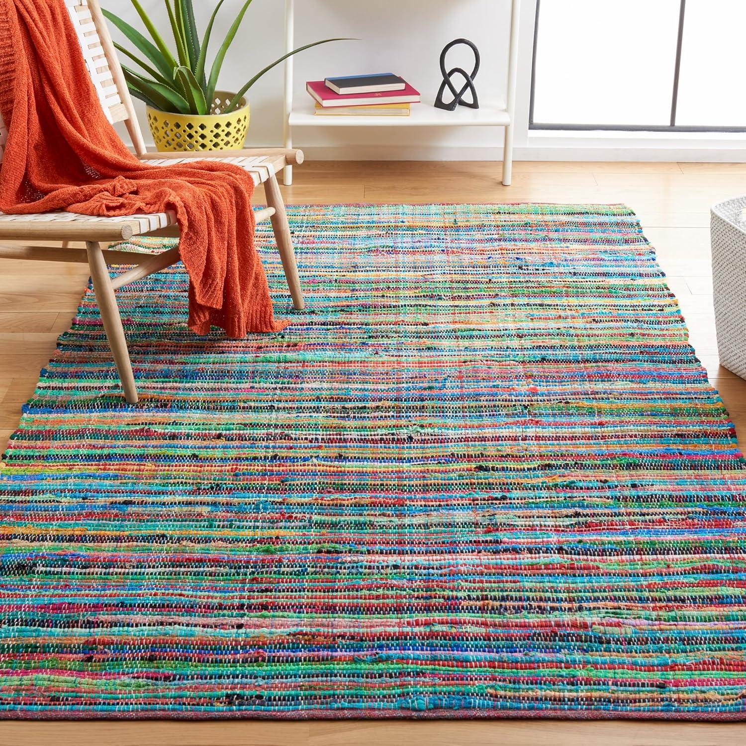 Rag Area Rug RAR240 Hand Woven Area Rug - Green/Multi - 6'x9' - Safavieh.