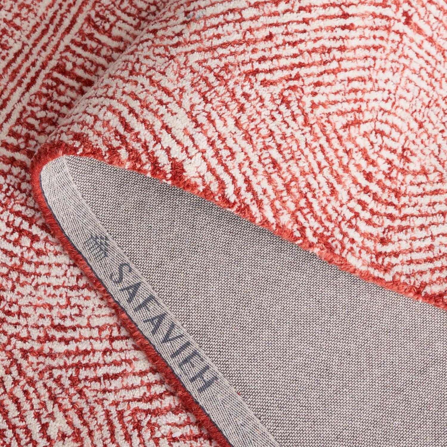SAFAVIEH Abstract Caelestinus Ogee Wool Area Rug, Ivory/Red, 6' x 9'