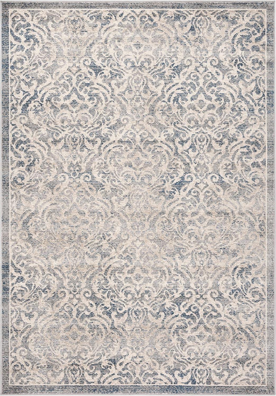 SAFAVIEH Brentwood Eliza Damask Area Rug, Light Grey/Blue, 5'3" x 7'6"