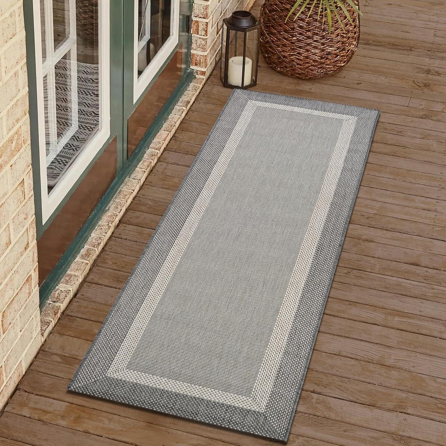 Champagne and Grey Flat Woven Runner Rug 2'3" x 11'9"