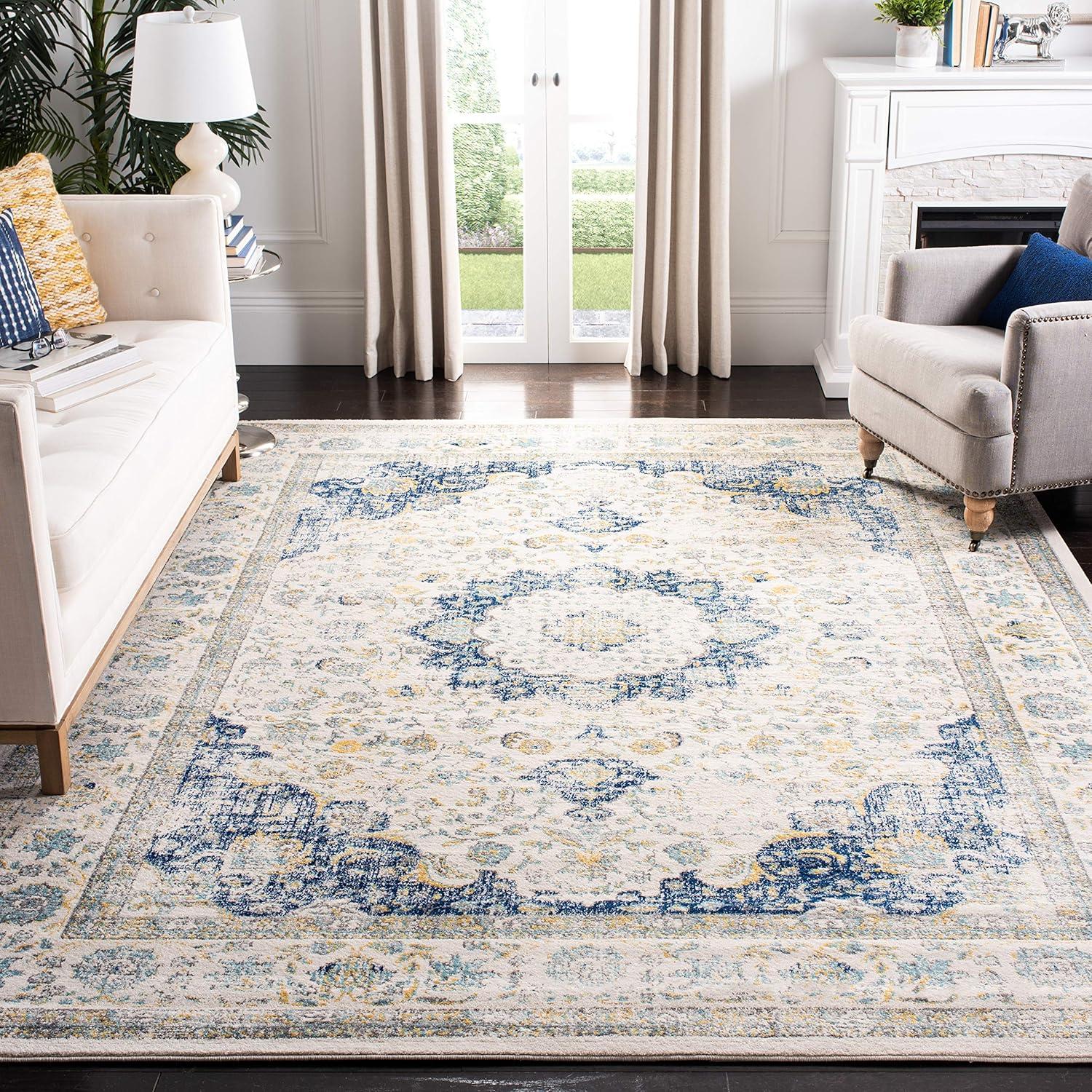 Evoke EVK220 Power Loomed Area Rug - Ivory/Blue - 10'x14' - Safavieh.