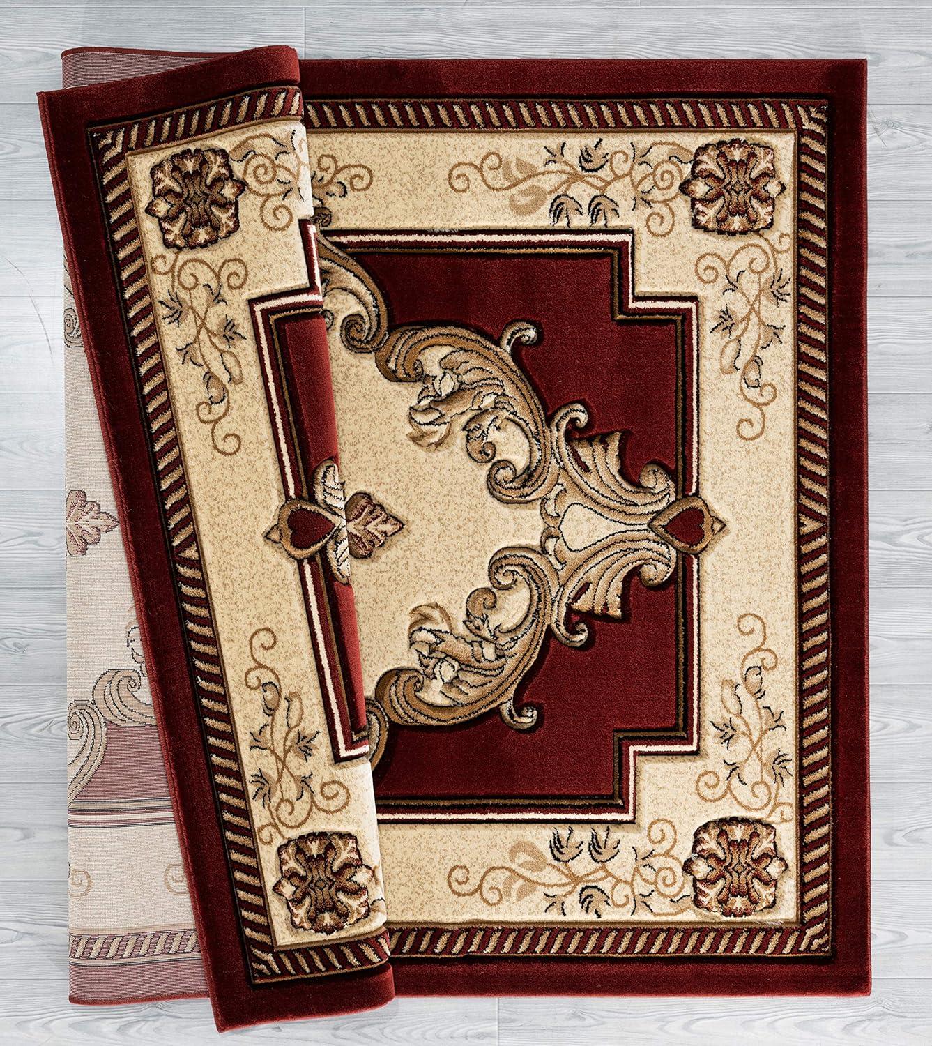 Designer Home Swan Area Rug 2050 10534 Fallon Burgundy Medallion Curls 1' 10" x 2' 8" Rectangle