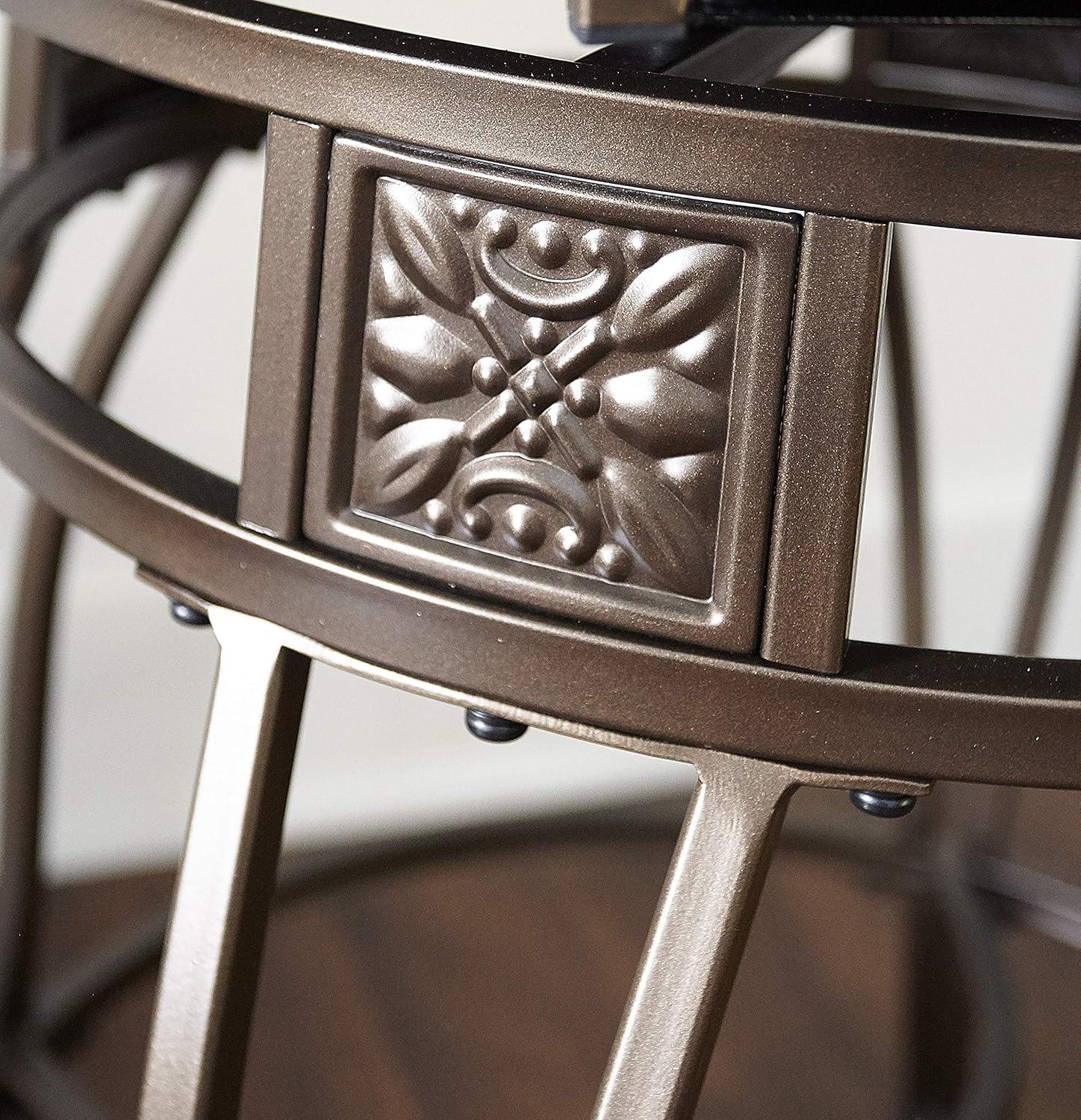 Bronze & Brown Faux Leather High-Back Swivel Counter Stool