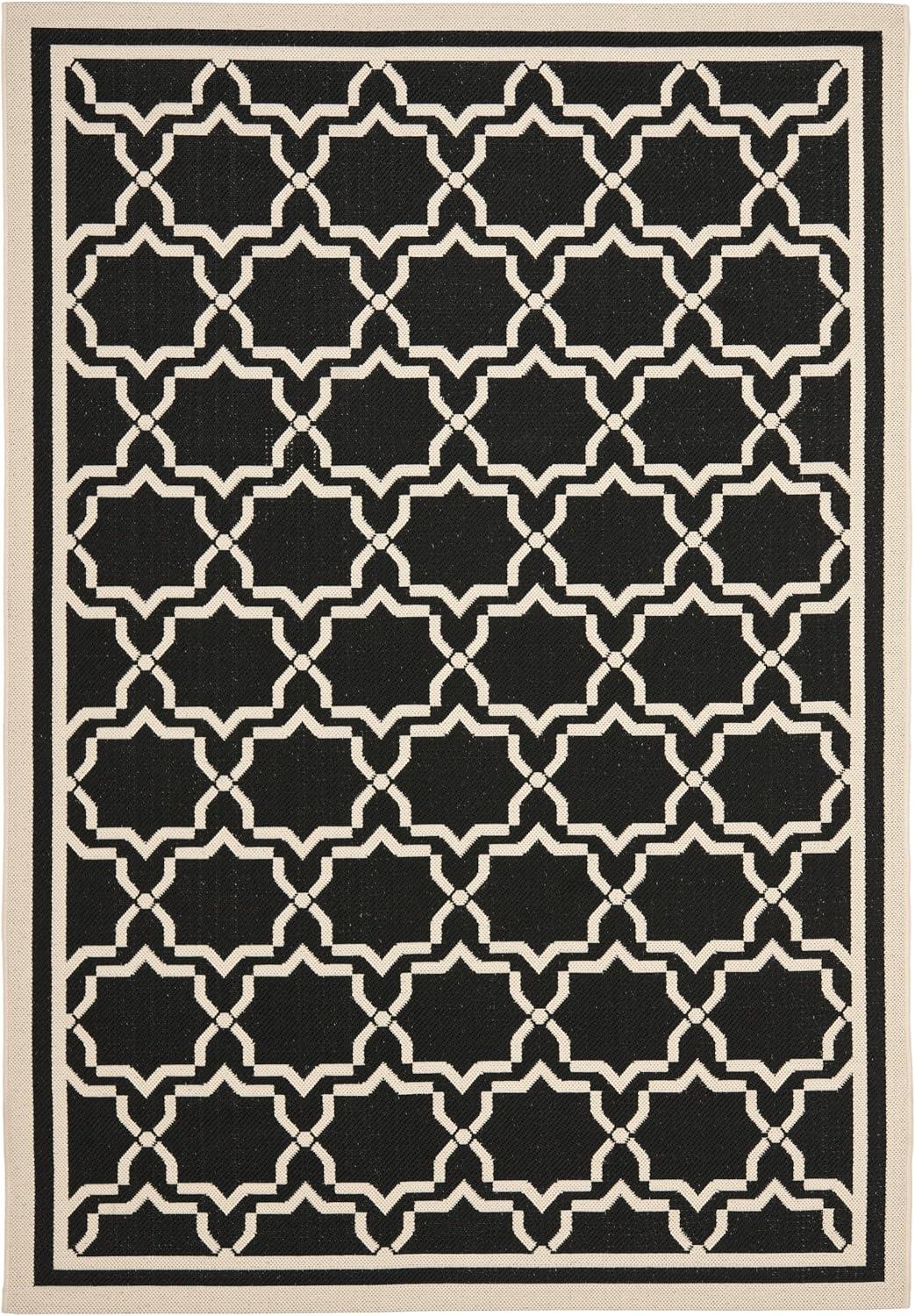 Courtyard CY6916 Power Loomed Indoor and Outdoor Area Rug - Black/Beige - 5'3"x7'7" - Safavieh