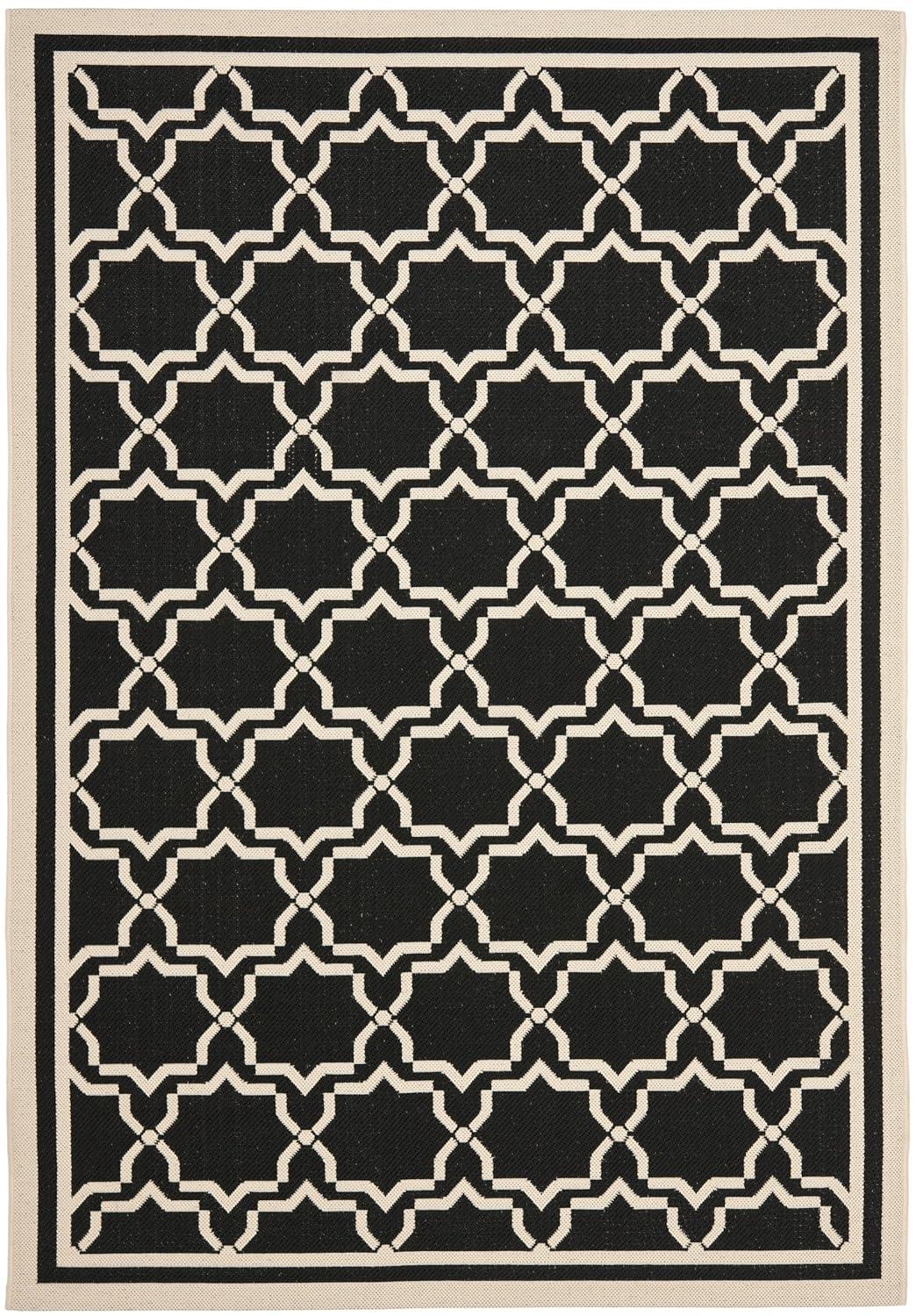 Courtyard CY6916 Power Loomed Indoor and Outdoor Area Rug - Black/Beige - 5'3"x7'7" - Safavieh