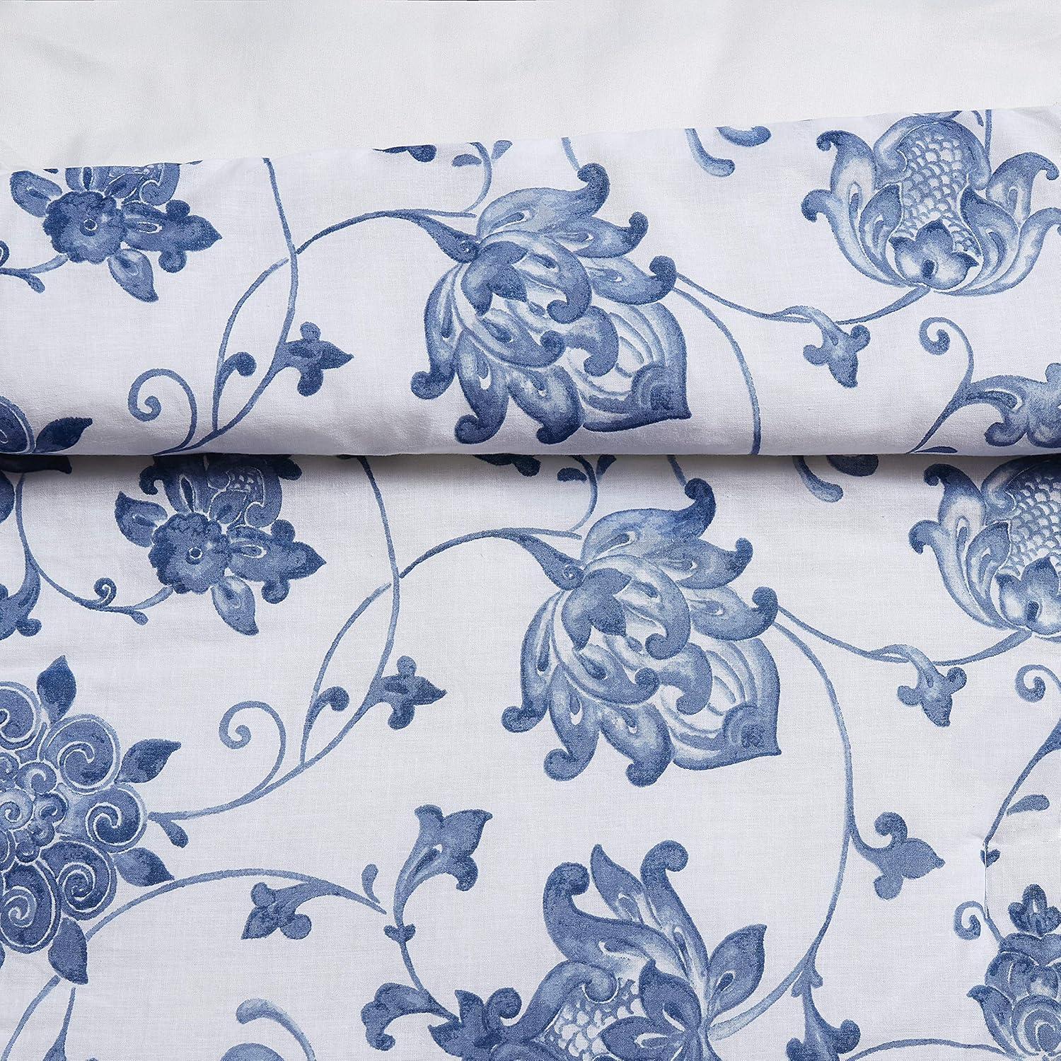 King Blue and White Cotton Comforter Set