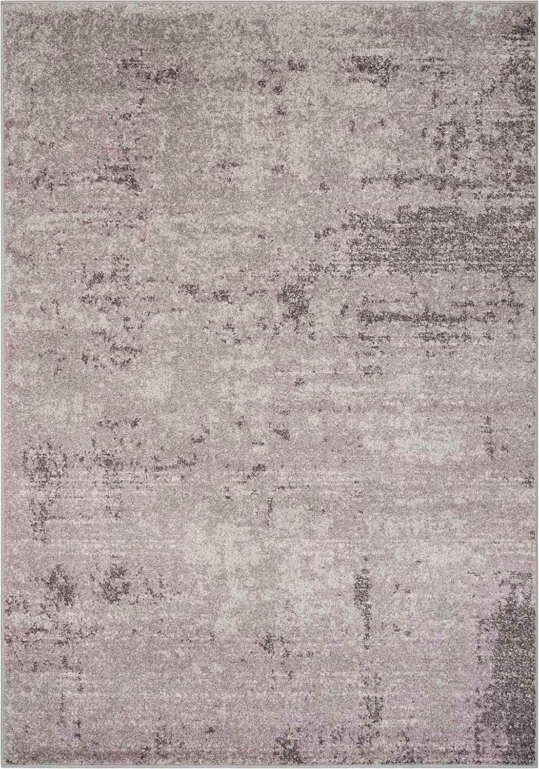 Light Gray and Purple Synthetic 10' x 14' Area Rug