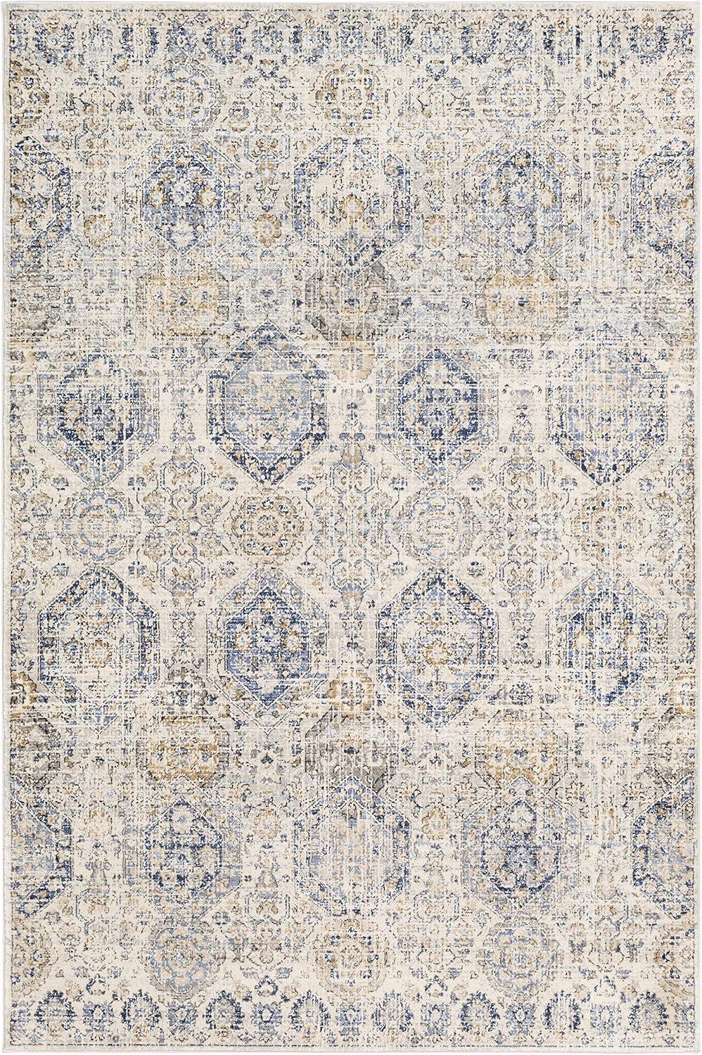 Arlene Blue and Beige Synthetic 5' x 7' Area Rug