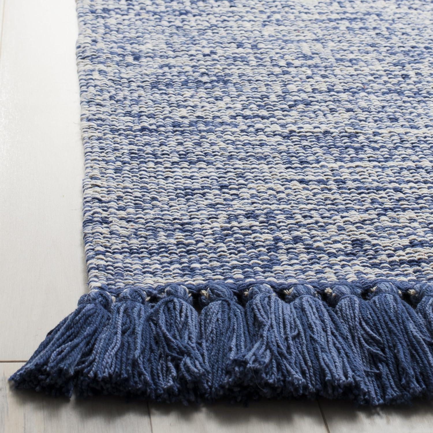 Coastal Breeze Blue Handwoven Cotton 5' x 8' Area Rug