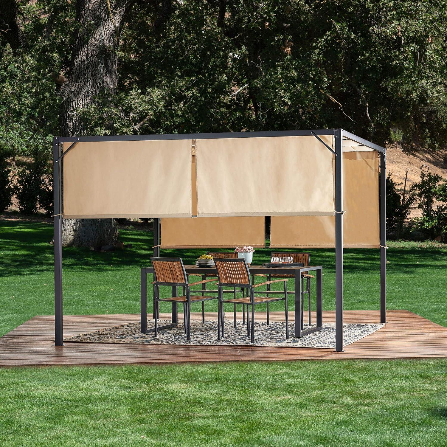 Wendy Beige and Black Steel Framed 10' x 10' Gazebo