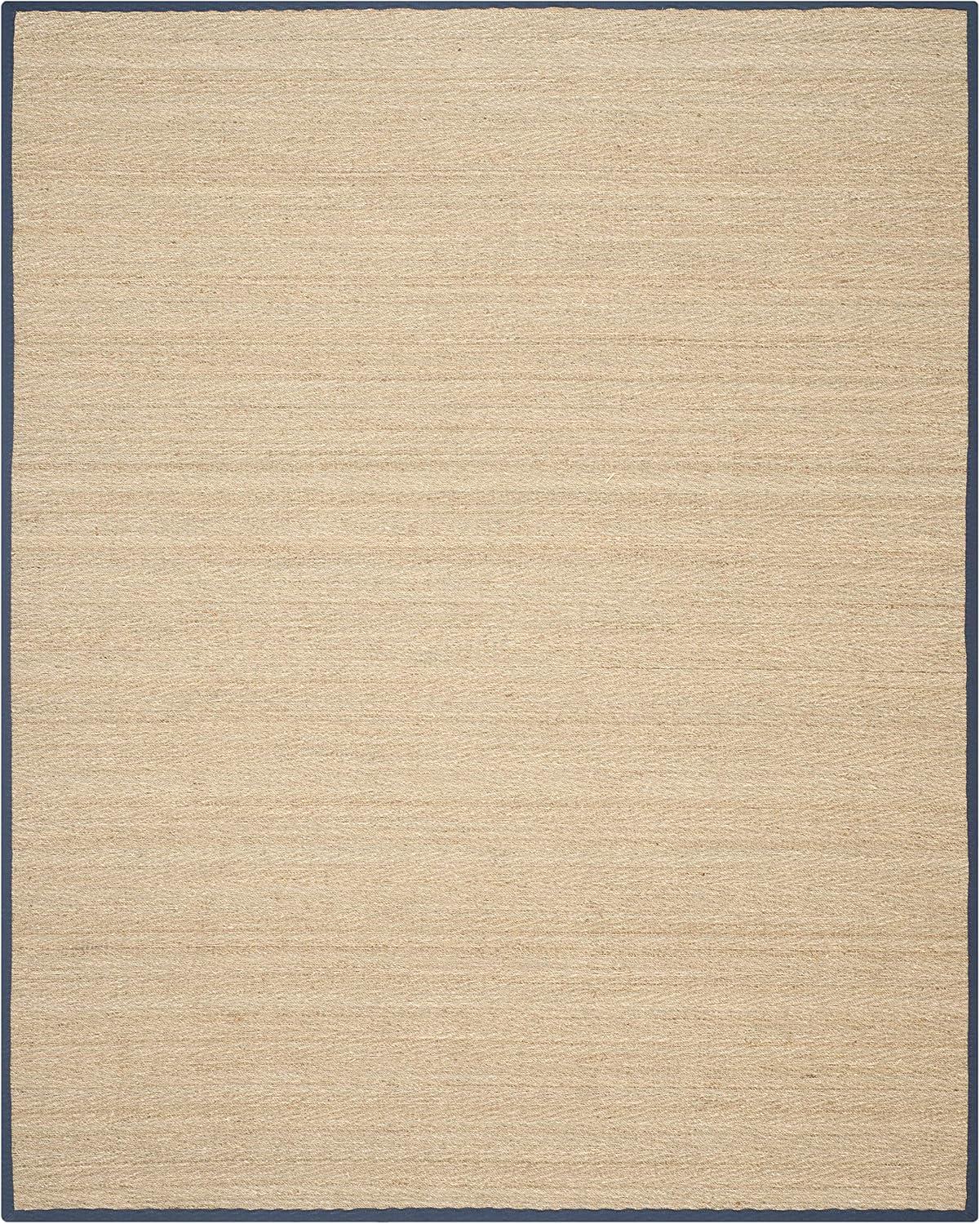 SAFAVIEH Natural Fiber Maisy Border Seagrass Area Rug, Natural/Blue, 9' x 12'