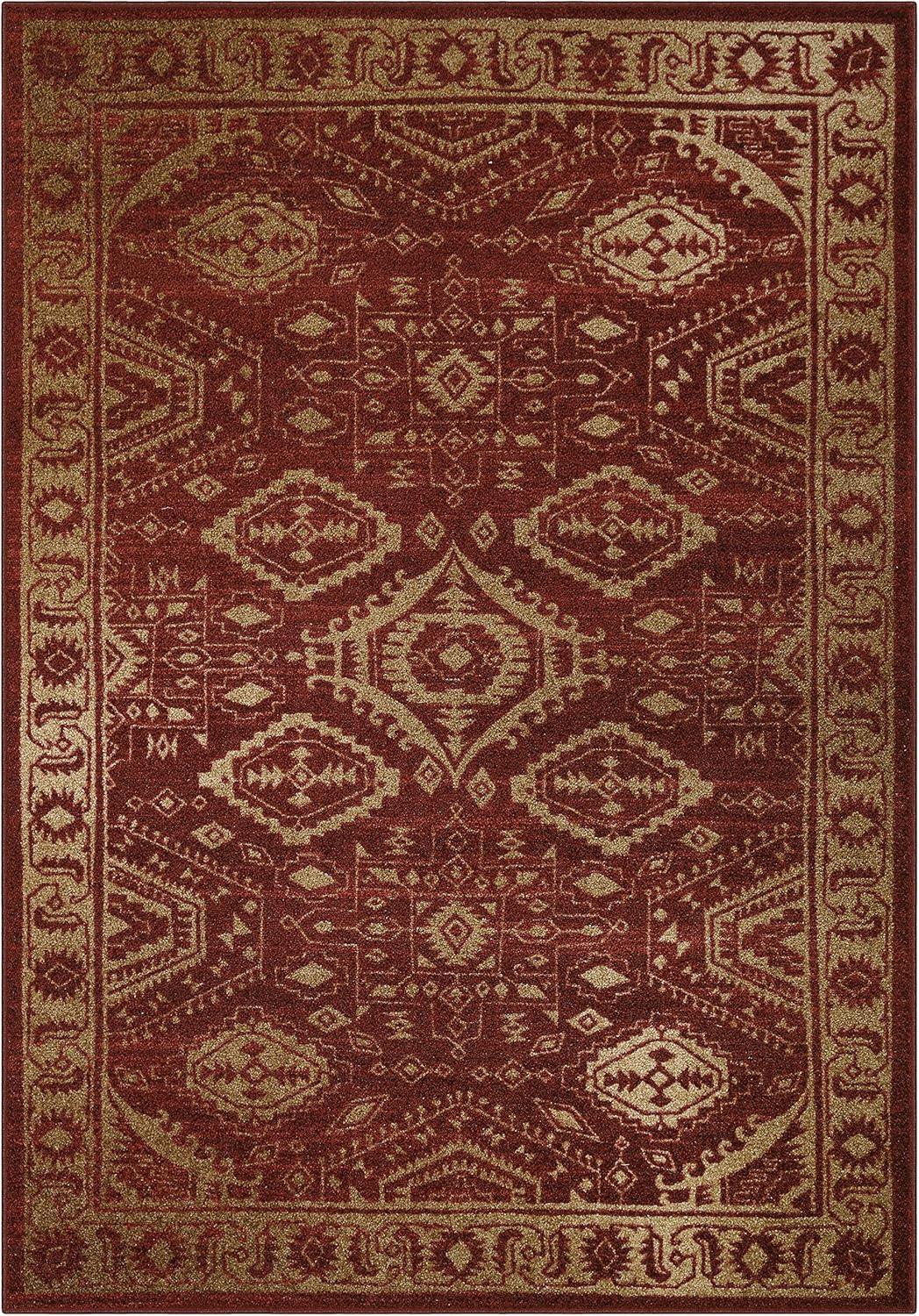 Maples Rugs Georgina Global Living Room Area Rug for Indoor, 5' x 7', Red/Gold