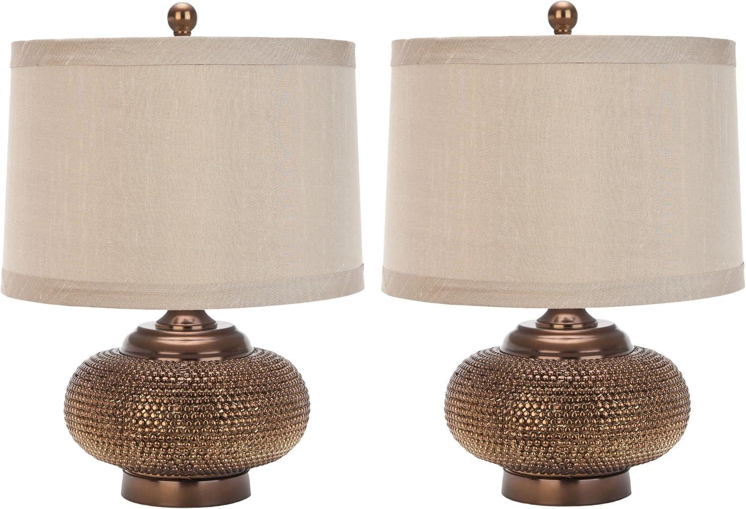 Alexis Beaded Table Lamp (Set of 2) - 19 Inch Height - LIT4016 - Copper/Taupe - Safavieh