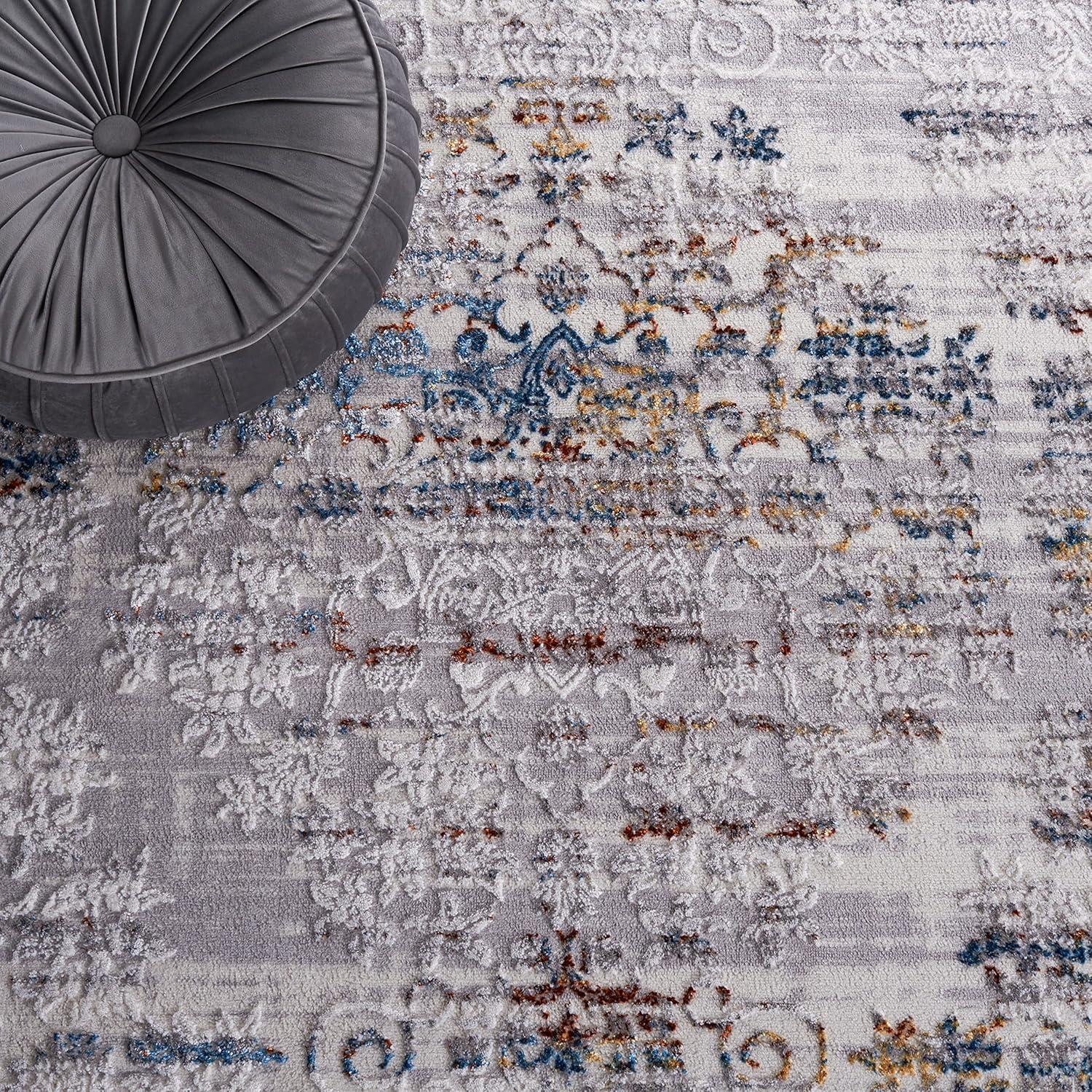Amelia ALA298 Power Loomed Area Rug - Gray/Blue Gold - 8'x10' - Safavieh.