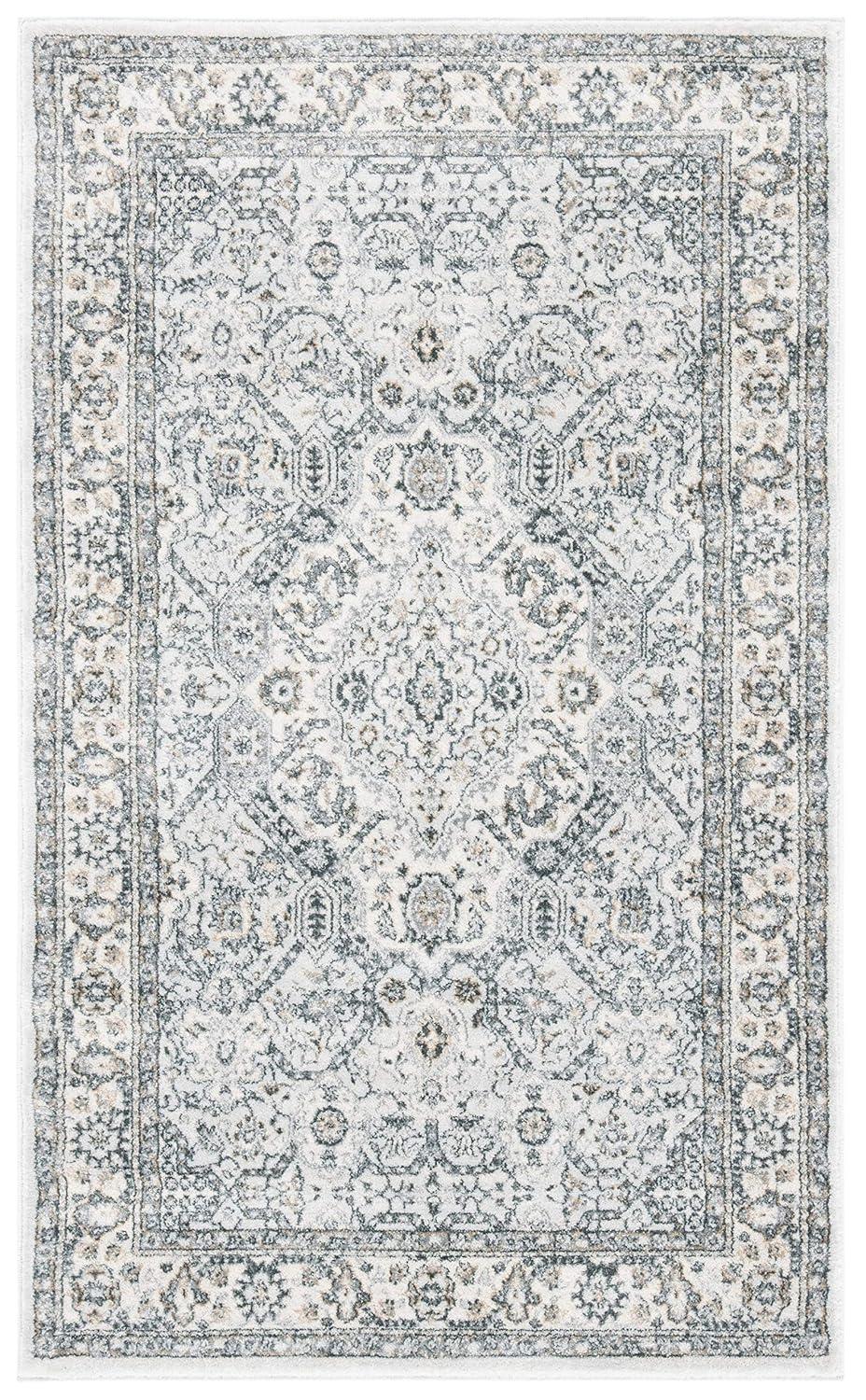 SAFAVIEH Isabella Zander Floral Bordered Area Rug, Grey/Cream, 3' x 5'