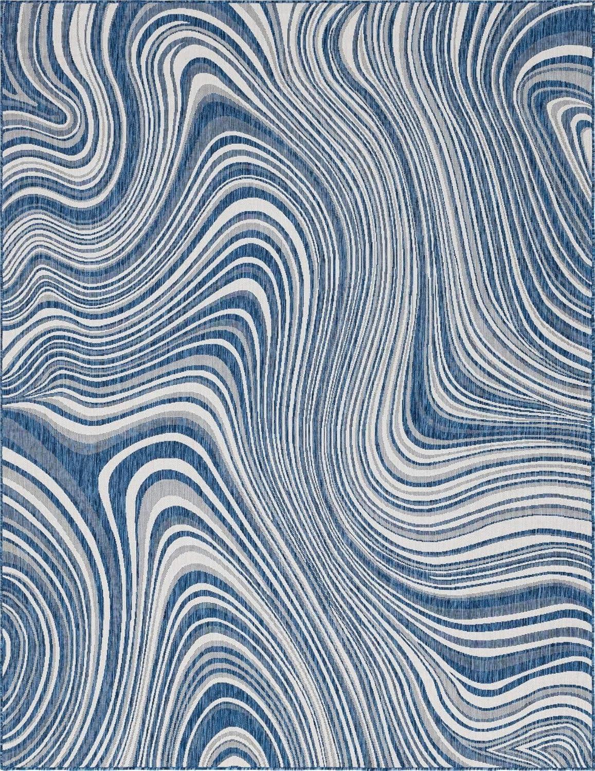 Unique Loom Outdoor Modern Pool Abstract Woven Area Rug