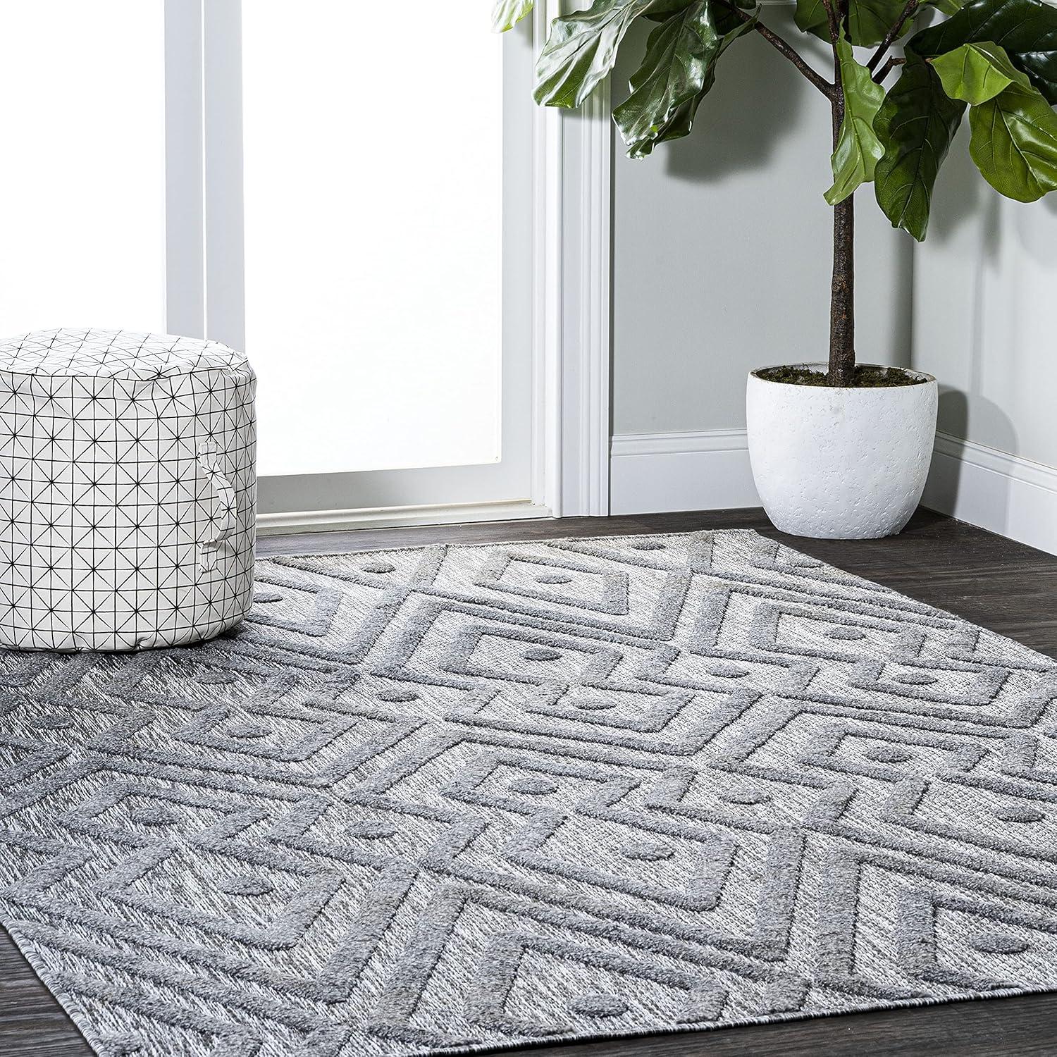 4'x6' Balansat Moroccan Diamond Indoor/Outdoor Area Rug, Dark Gray - JONATHAN Y