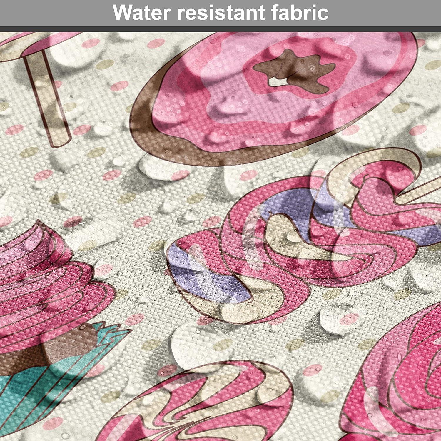 Ambesonne Candy Cane Fabric by the Yard Upholstery, Yummy Food on Dots, 1 Yard, Multicolor