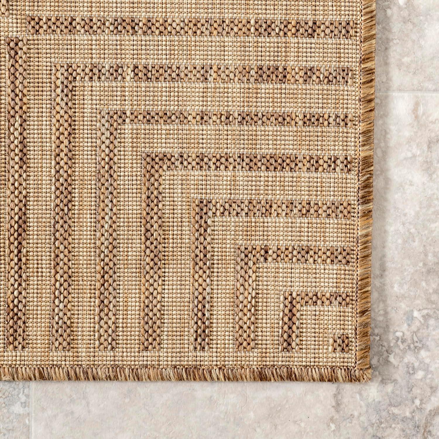 nuLOOM 4' x 6' Outdoor Area Rug, Stain Resistant, Weather Resistant, High Traffic, Patio, Balcony, Outside, Living Room, Dining Room, Asha Light Brown