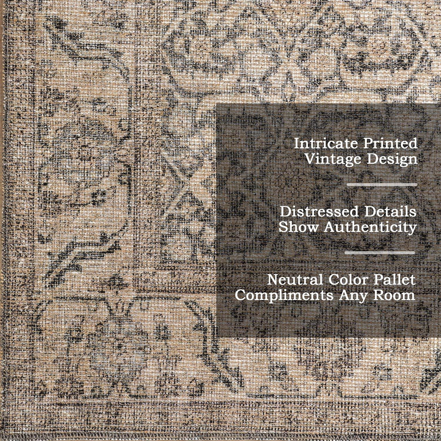 Nuloom Hillstone Collection Calantha Traditional Vintage Medallion Area Rug, 5' x 8', Beige