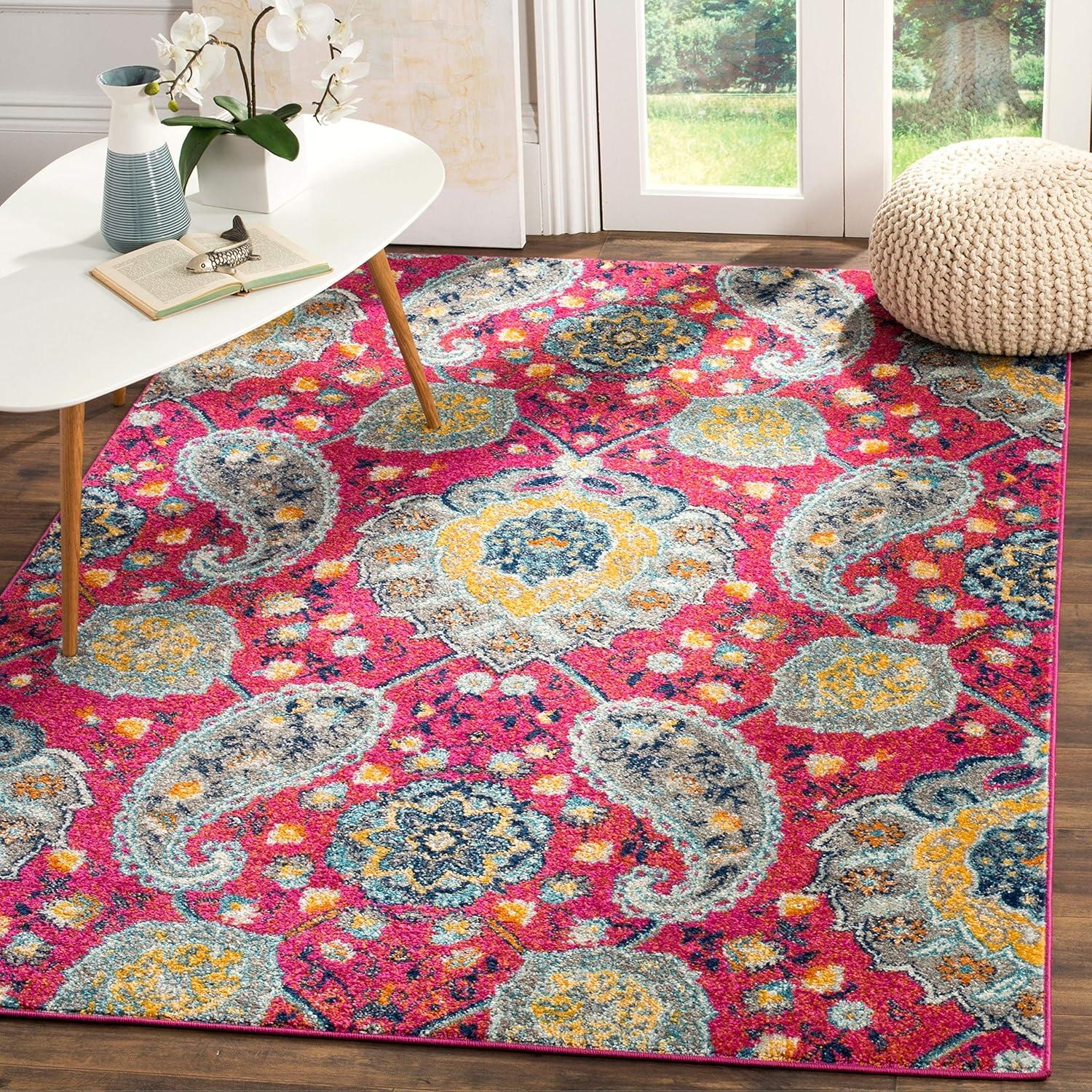 Madison MAD600 Power Loomed Indoor Area Rug - Cream/Turquoise - 4'x6' - Safavieh