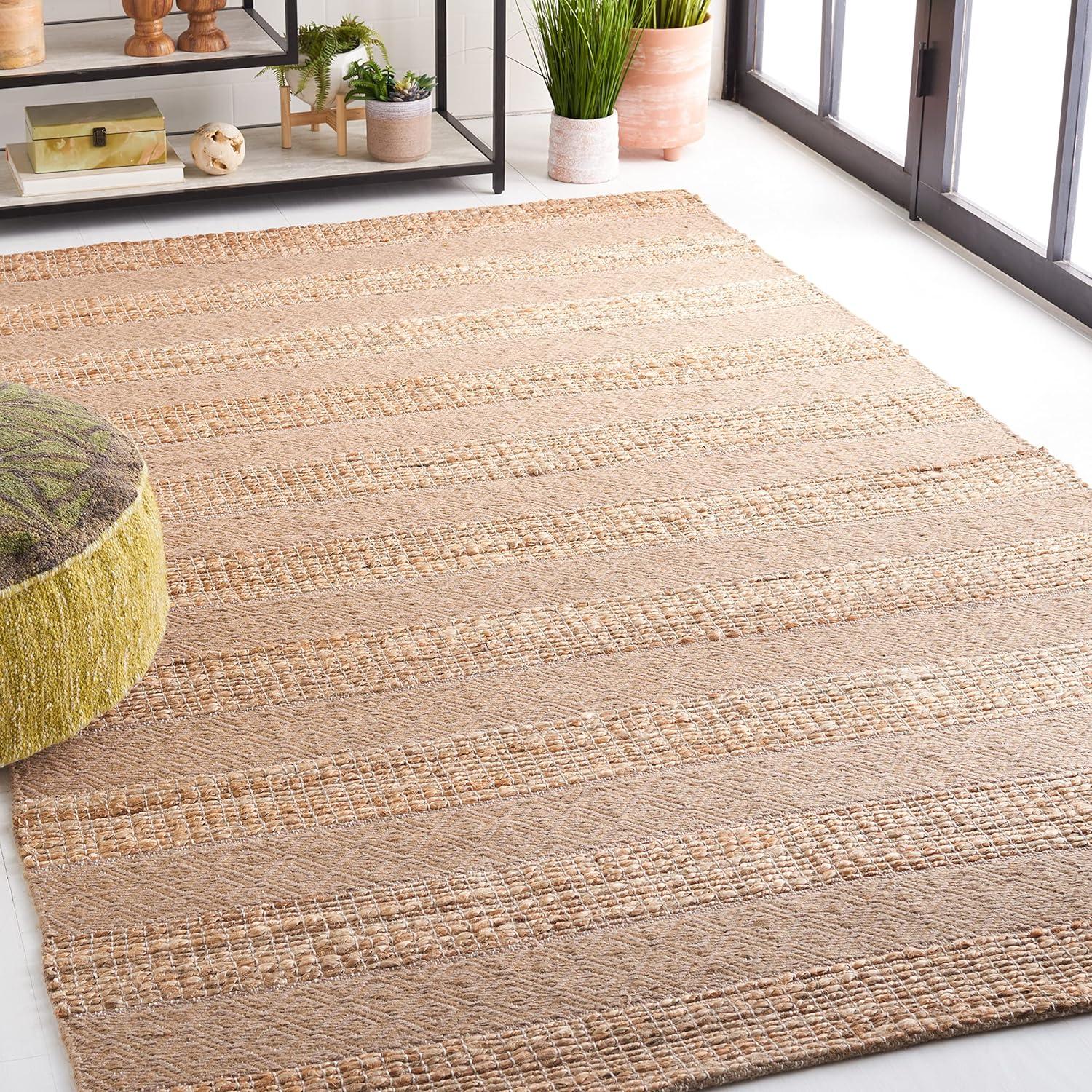 Taupe and Natural Handwoven Cotton Jute Area Rug 3' x 5'