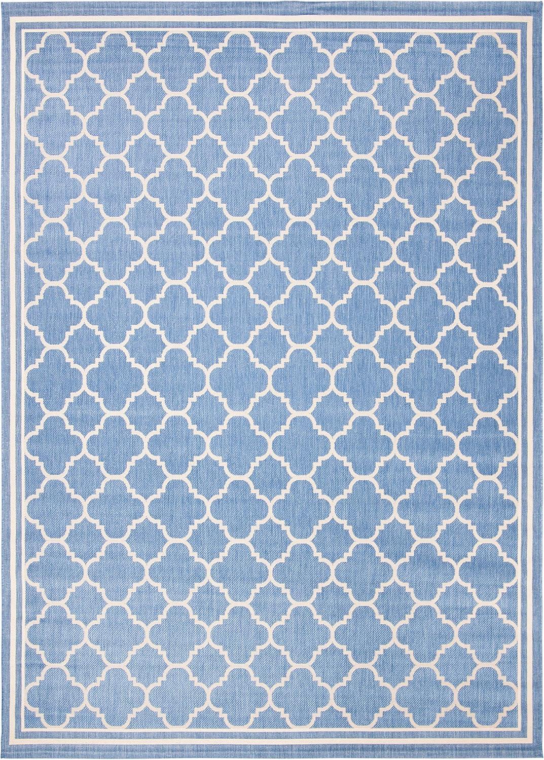 Courtyard Trellis Blue & Beige 9' x 12' Reversible Outdoor Rug