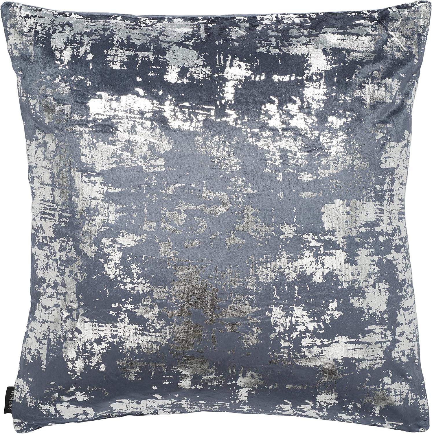 SAFAVIEH Edmee Abstract Pillow, 18" x 18", Midnight Blue/Silver