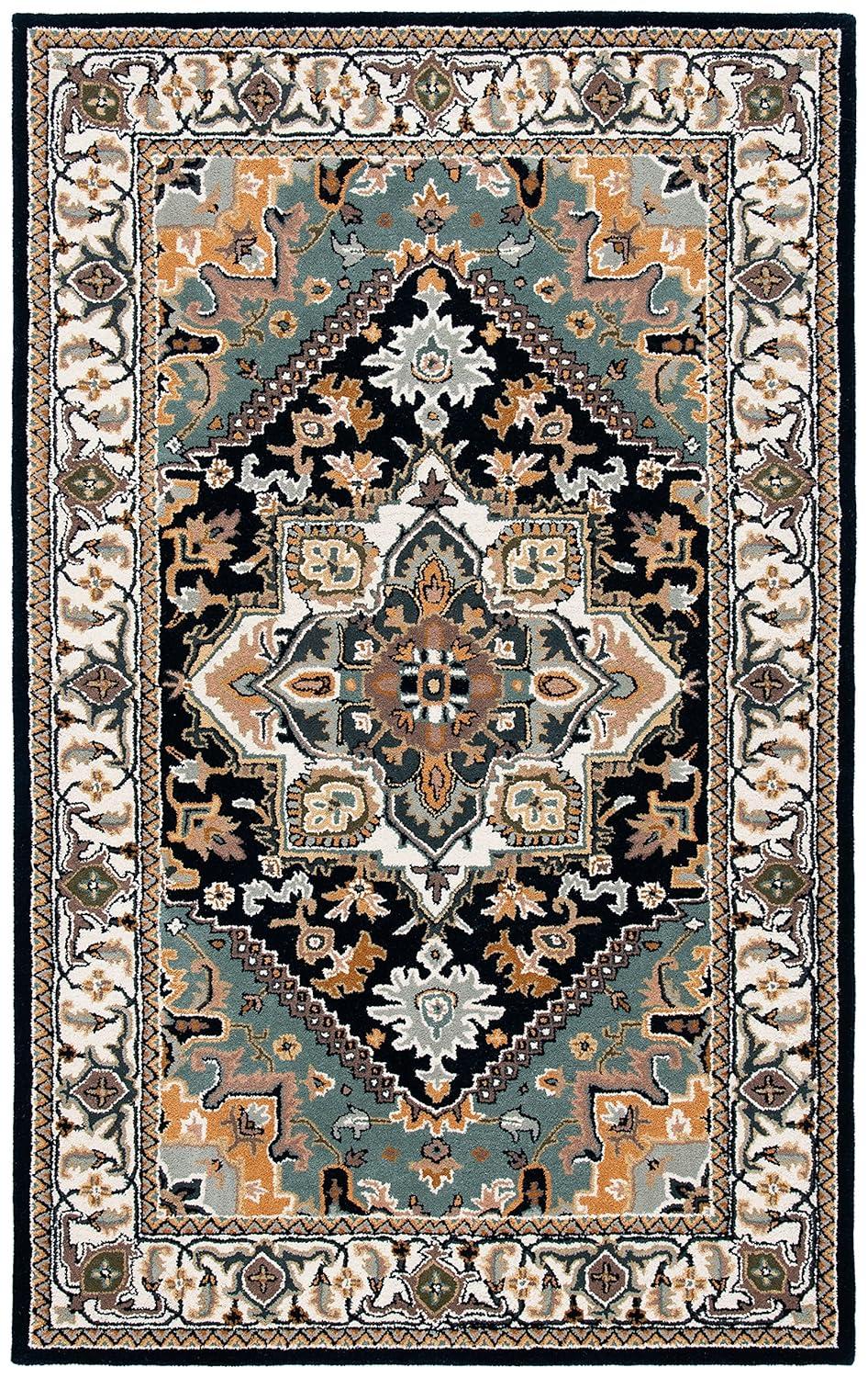 Heritage HG625 Handmade Area Rug - 5'x8' - Navy/Ivory - Safavieh