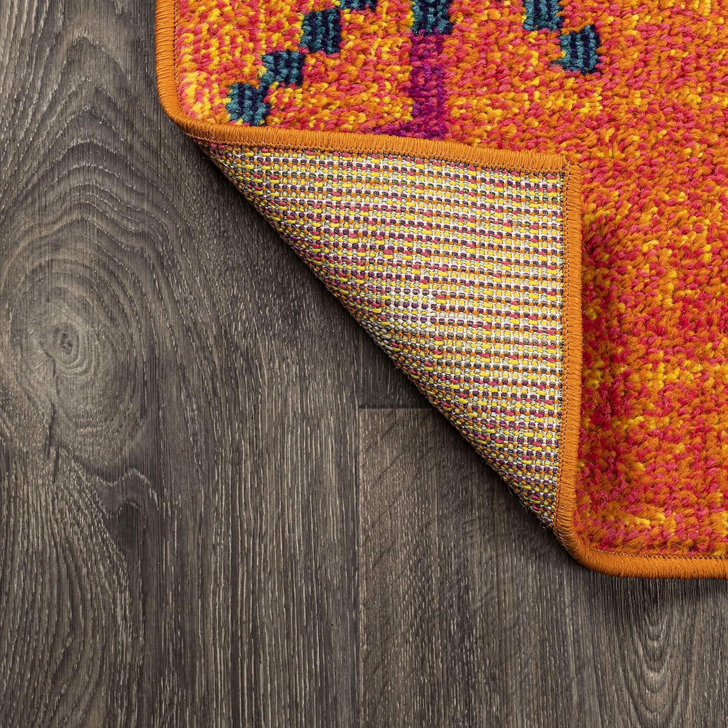 JONATHAN Y Love Geometric Orange/Multi 2 ft. x 8 ft. Runner Rug