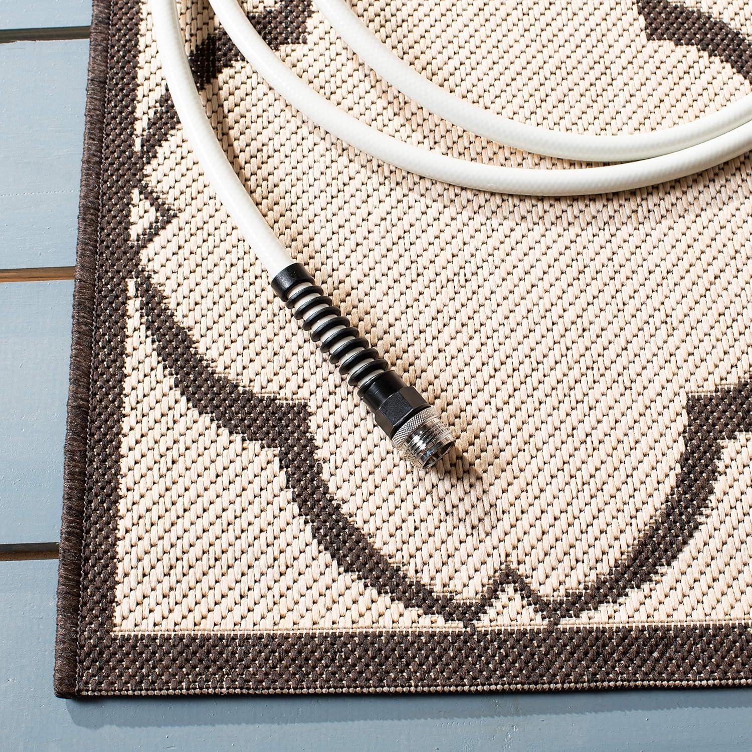 Beach House BHS125 Power Loomed Indoor/Outdoor Area Rug - Creme/Brown - 9'x12' - Safavieh