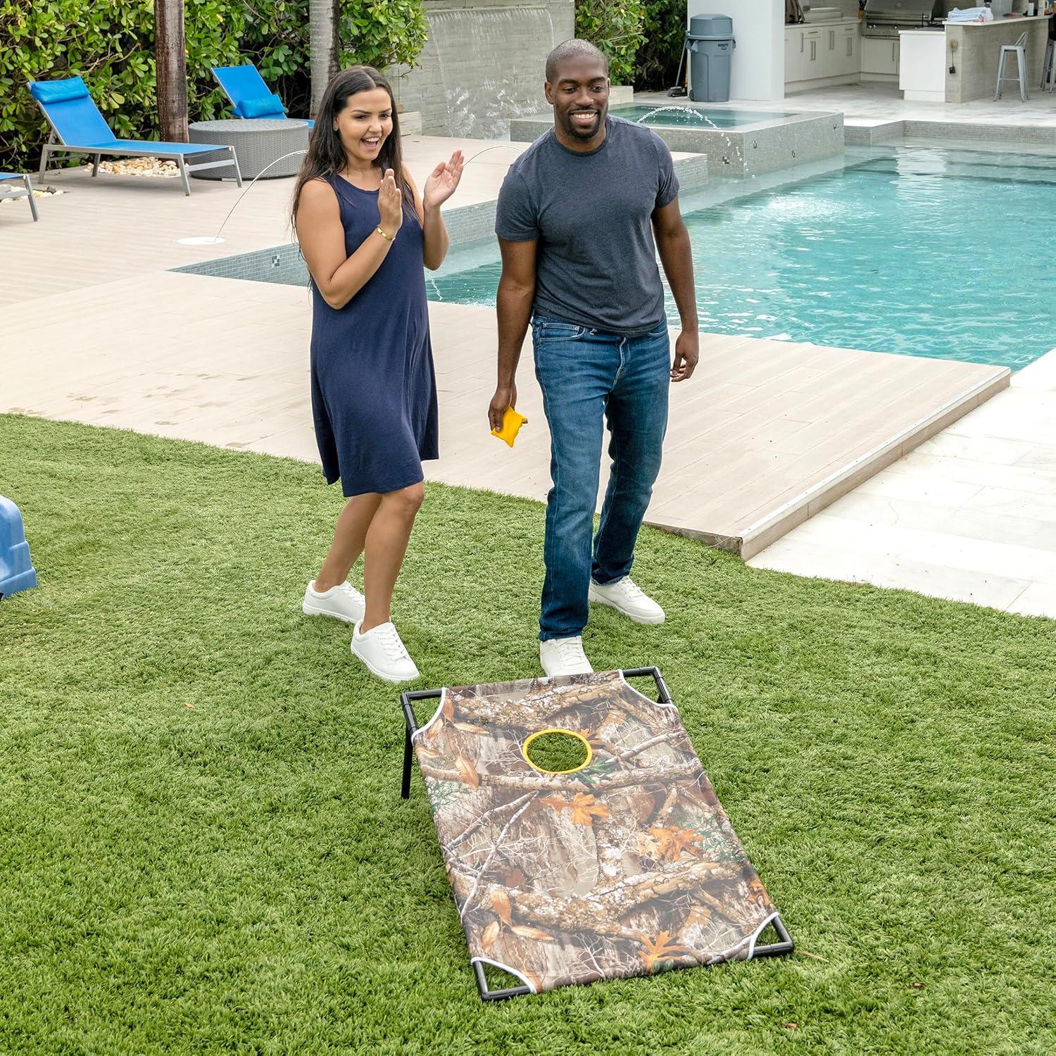Realtree Forest Camo Portable Cornhole Toss Game with Nylon Carrying Case