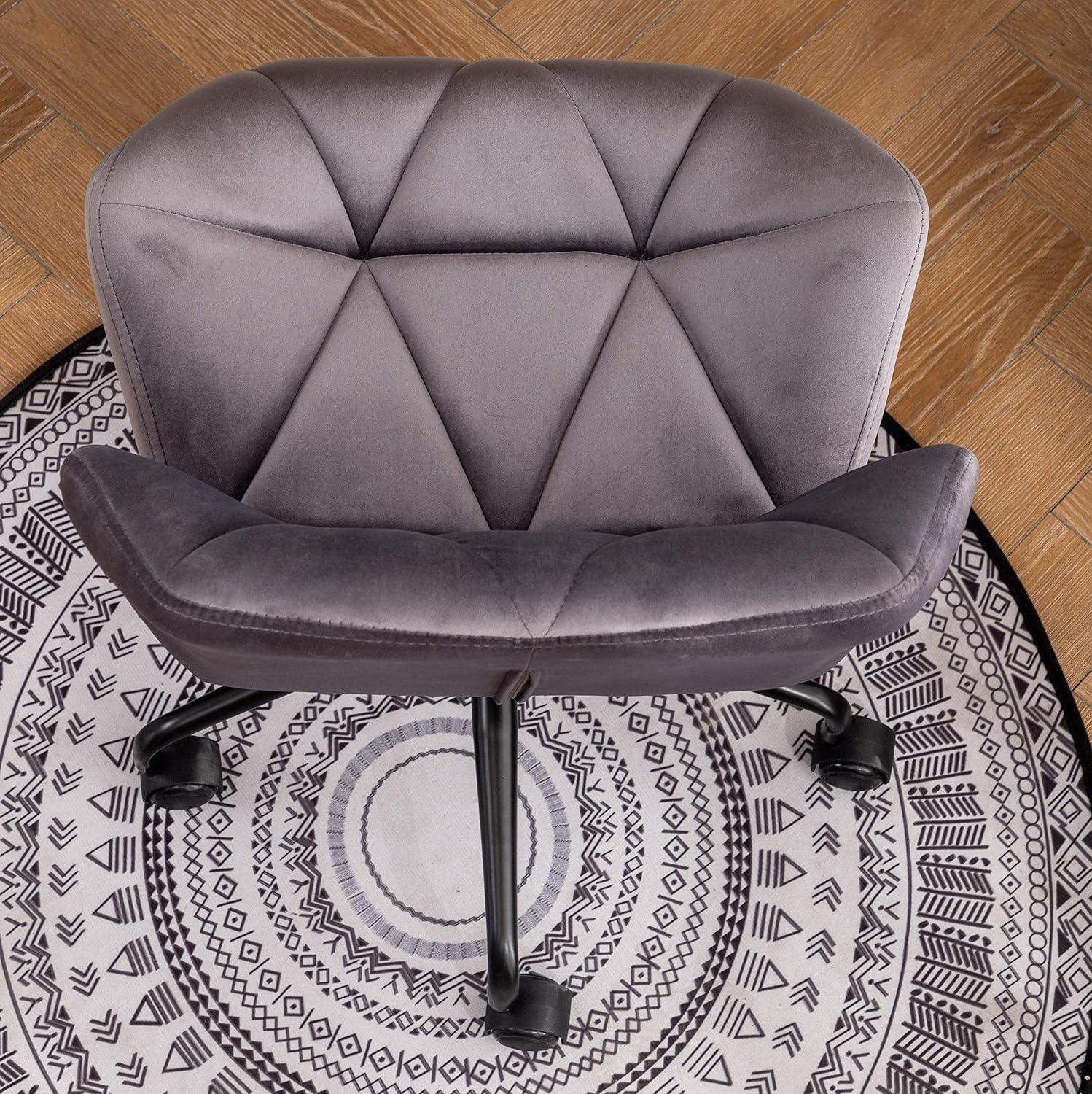 Eldon Diamond Tufted Gray Velvet Adjustable Swivel Office Chair