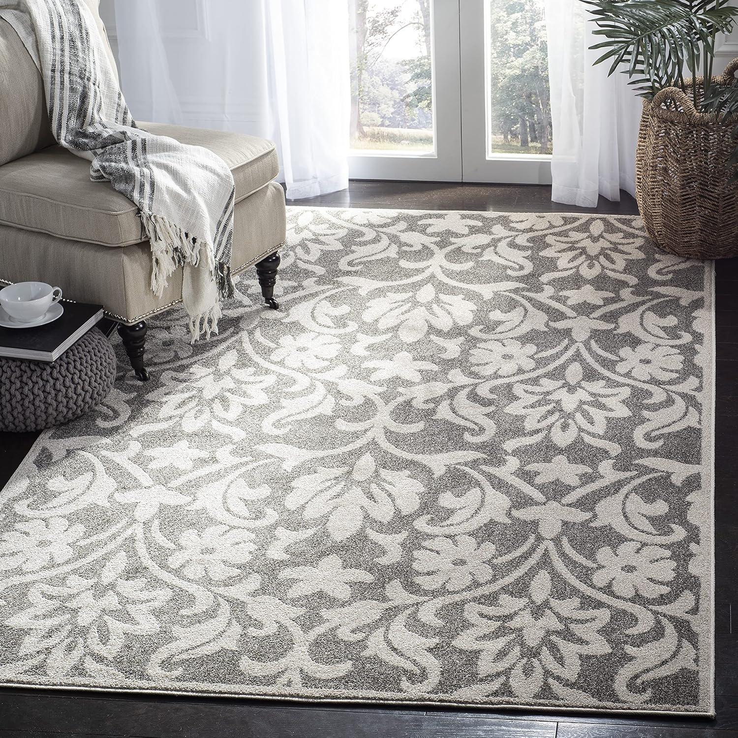 Amherst AMT424 Power Loomed Indoor Accent Rug - Dark Grey/Beige - 3'x5' - Safavieh